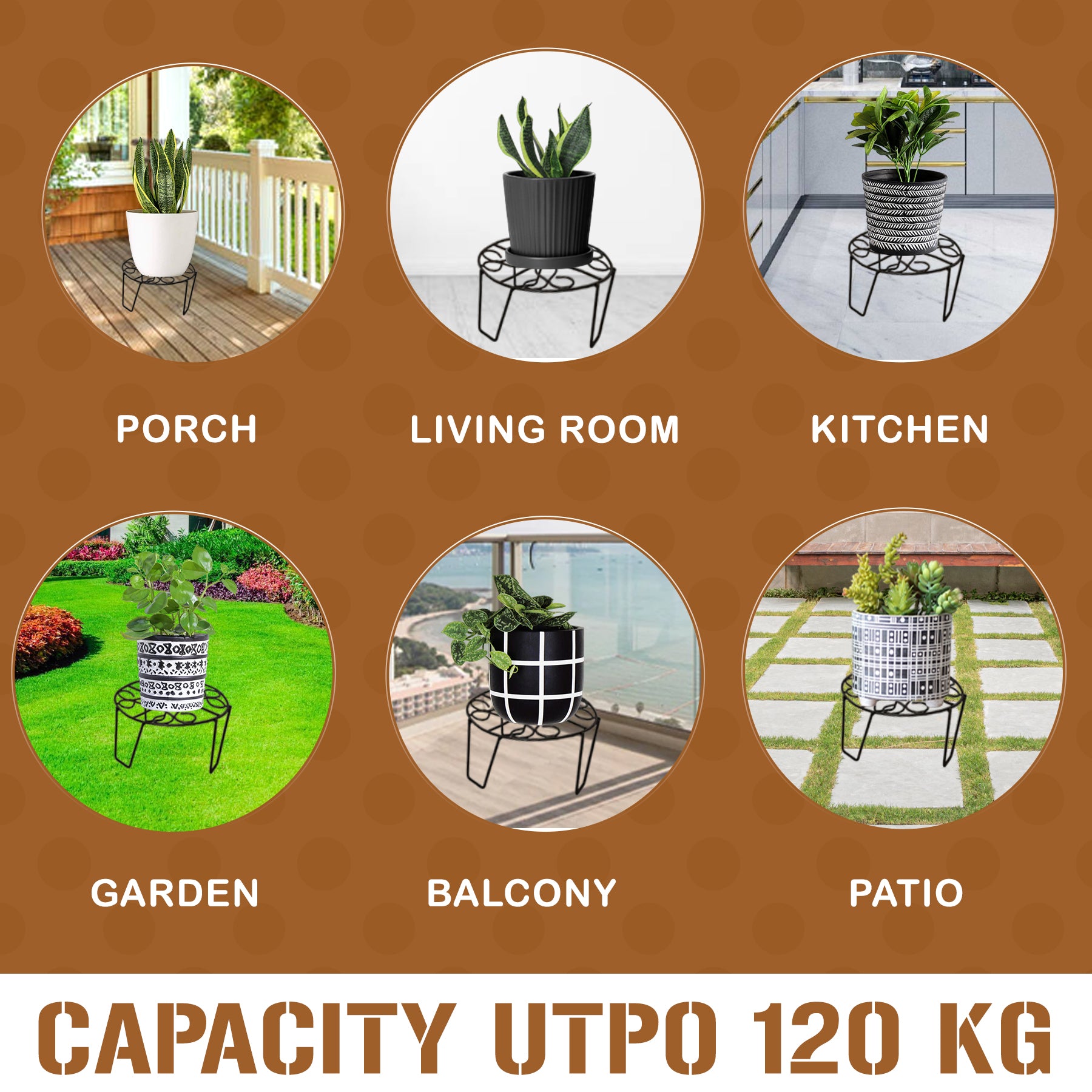 Metal Stand Round Shape Set of 4 Size - 8 inch