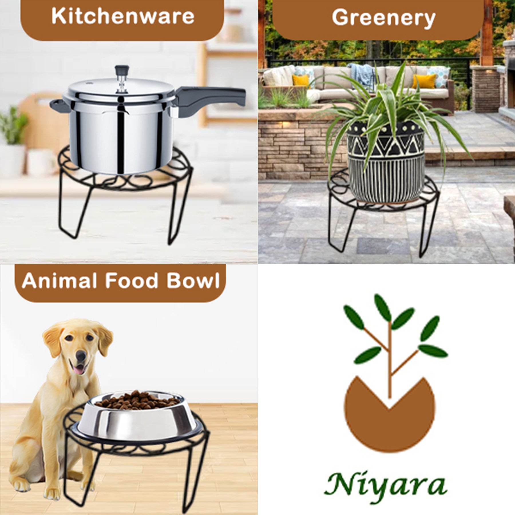 Metal Stand Round Shape Set of 4 Size - 8 inch