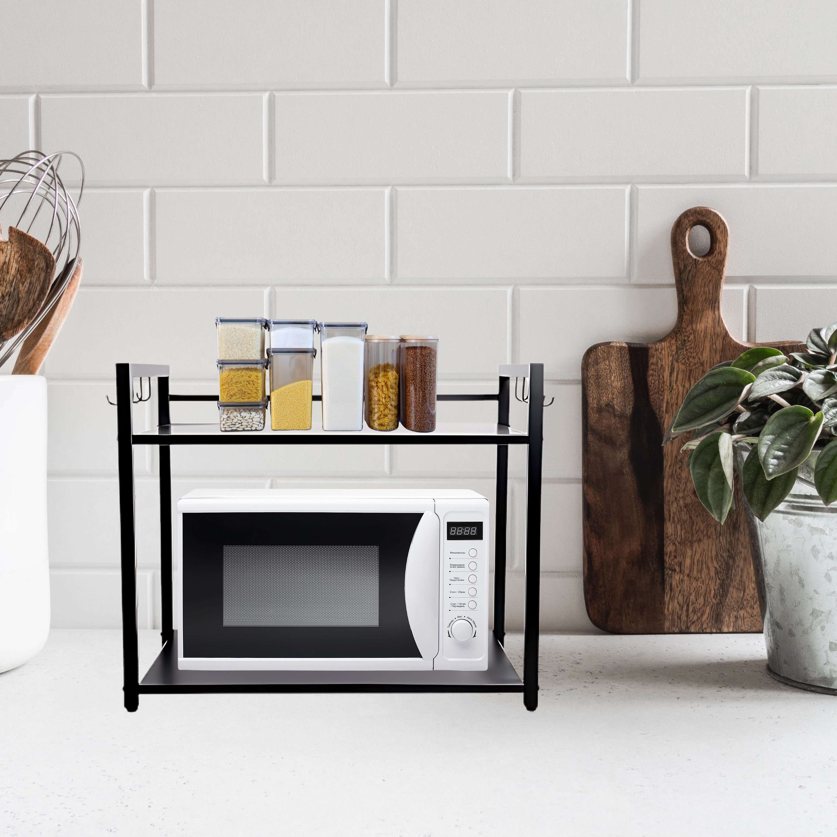 Black, Tiered Shelf kitchen Rack
