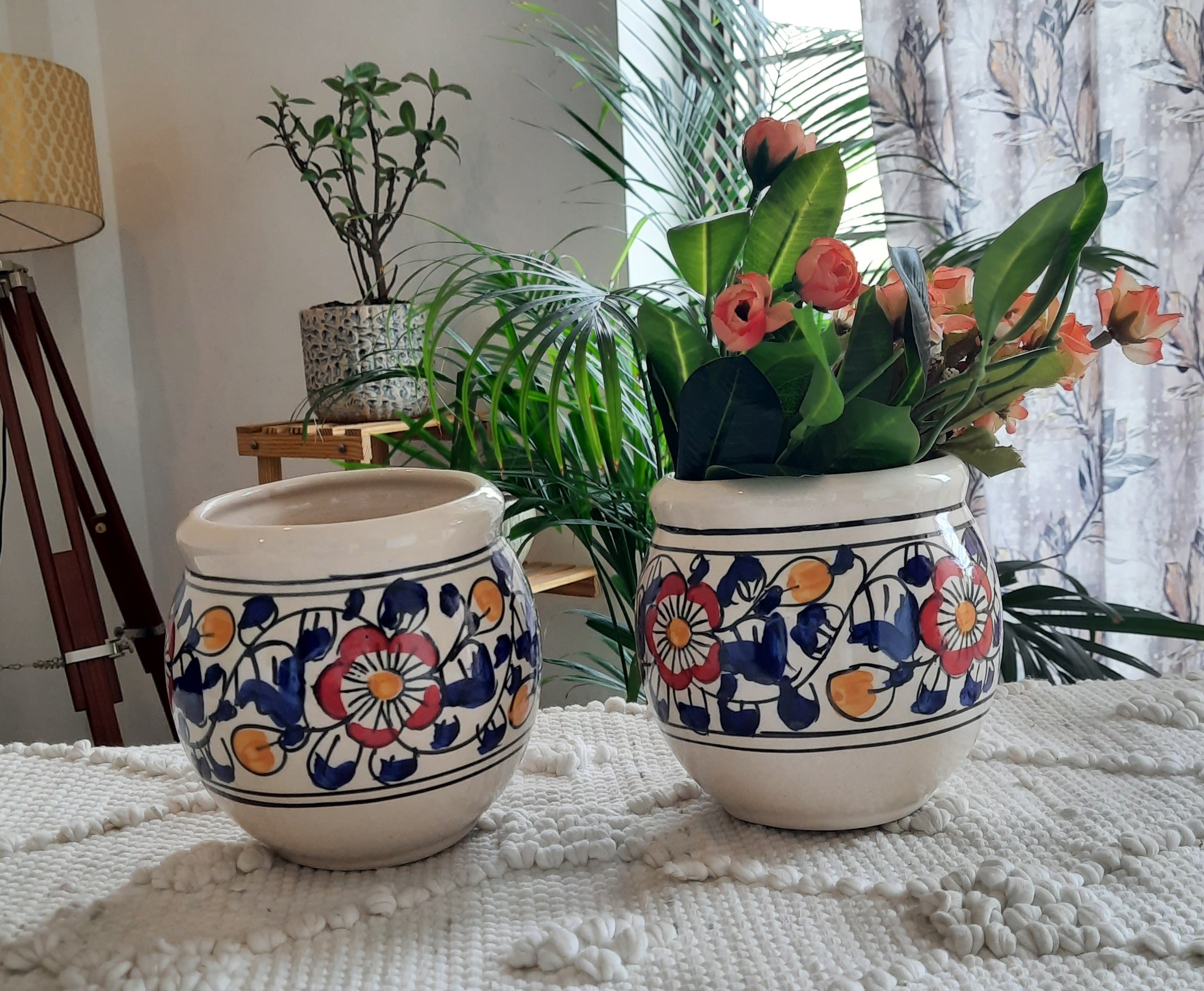 Mughal Art Style Planters Pot combo set of 2