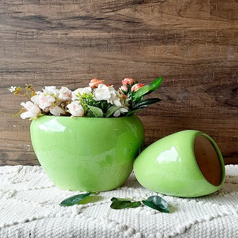 Green Apple Style Ceramic Combo Planter Pot