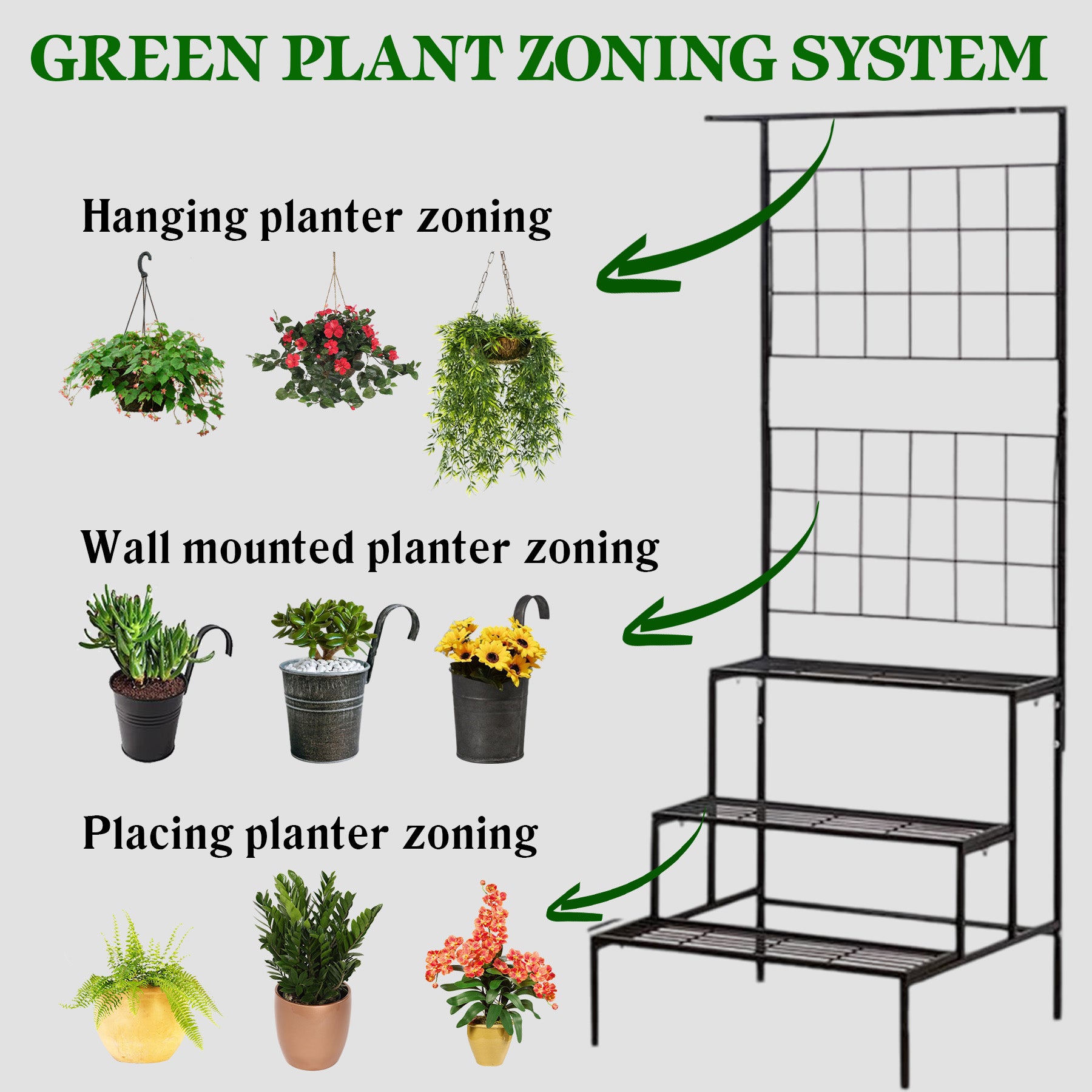 4 Tier Black Metal Planter Stand