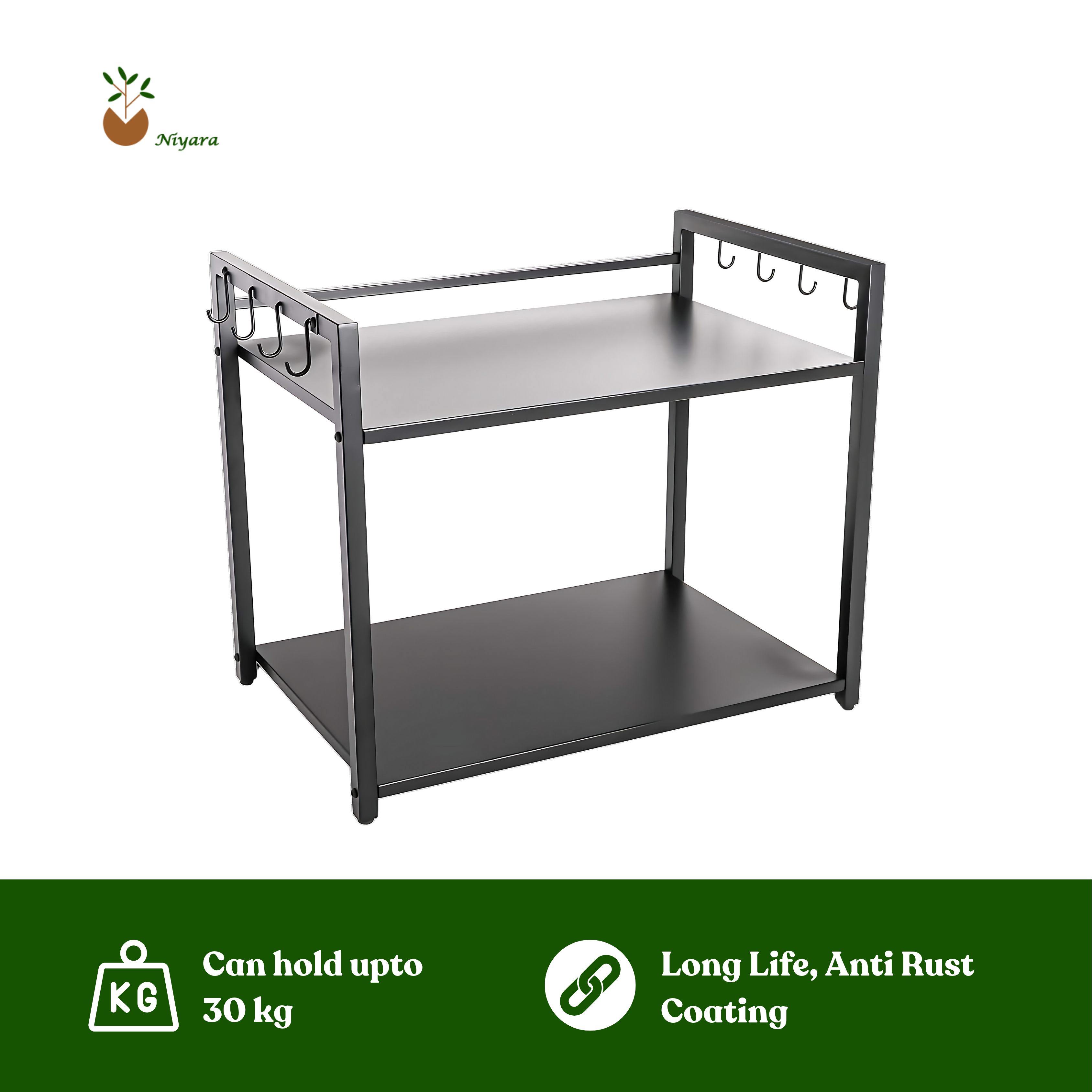 Black, Tiered Shelf kitchen Rack
