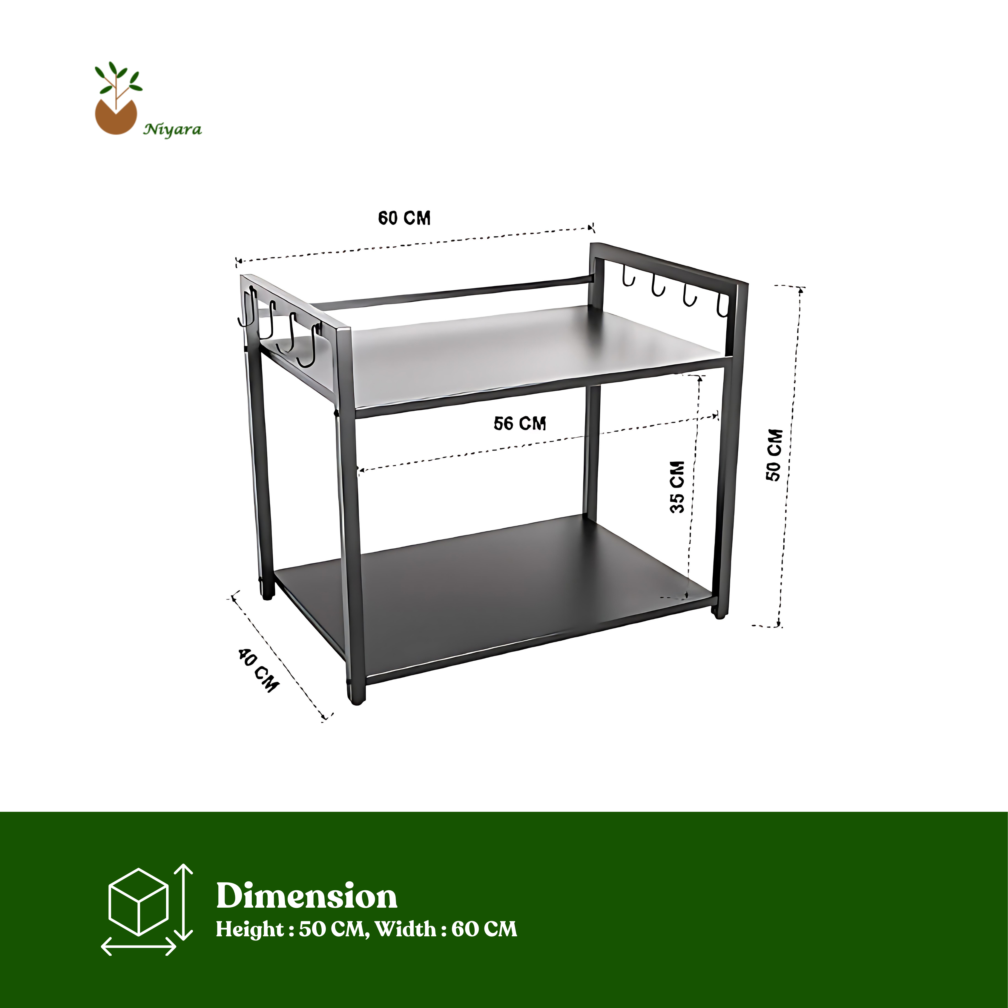 Black, Tiered Shelf kitchen Rack