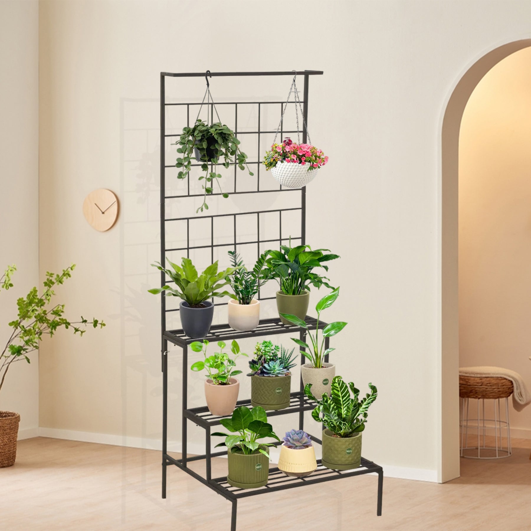 4 Tier Black Metal Planter Stand