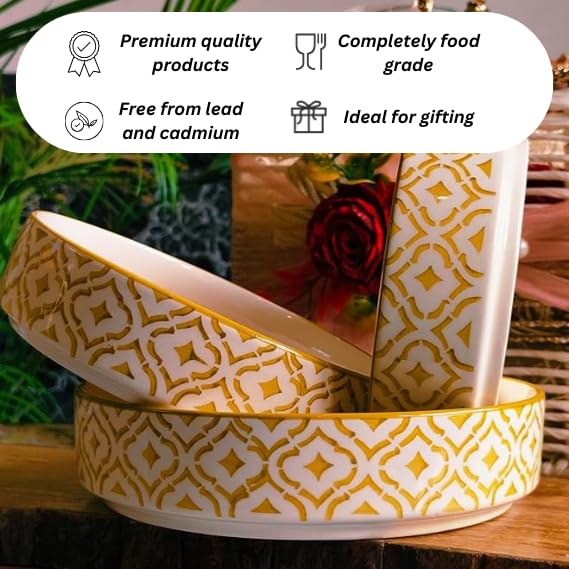 Printed Salad Bowl set of 3 ( golden)