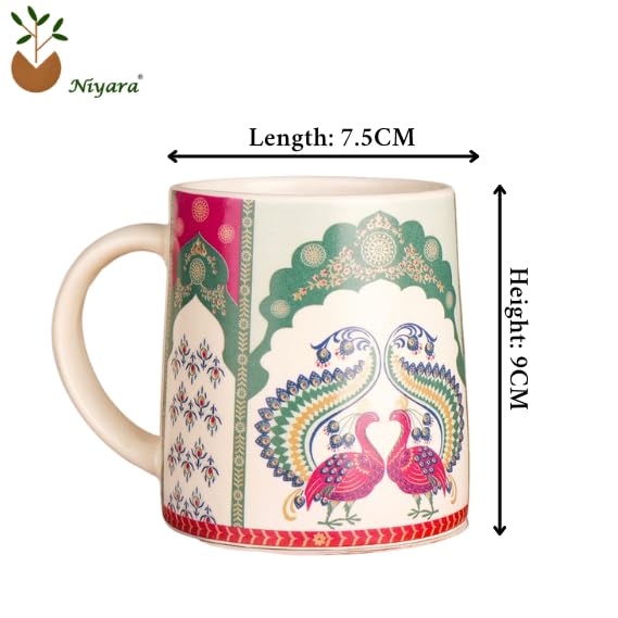 Peacock Printed Ceramic Mug Set of 2