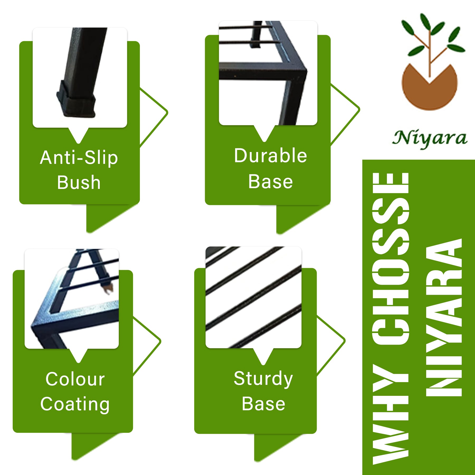 Metal Stand Square Shape Set of 4 Size- 10 inch