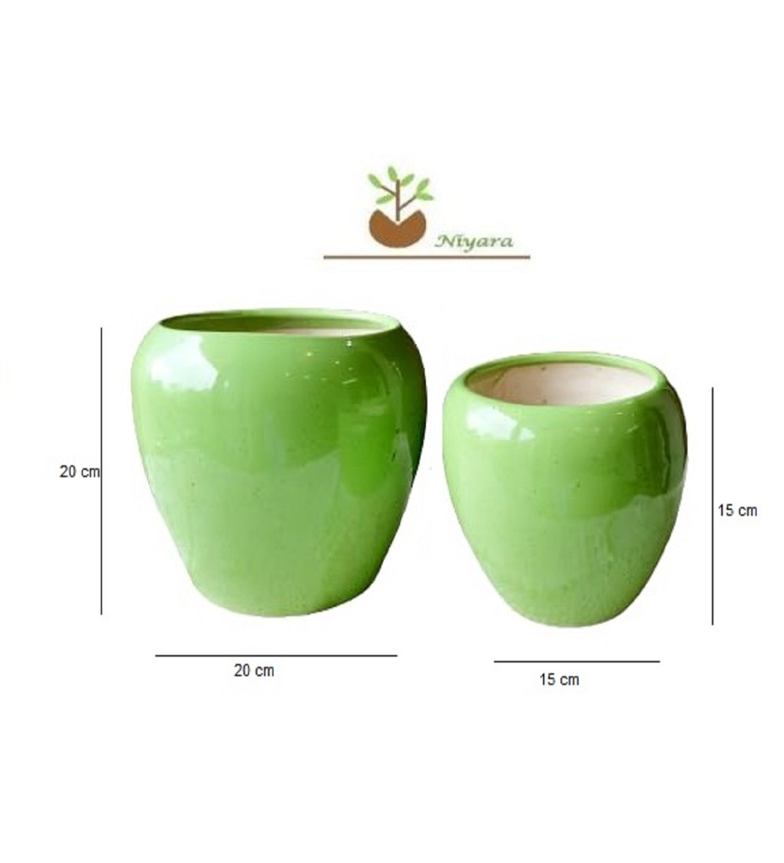 Green Apple Style Ceramic Combo Planter Pot