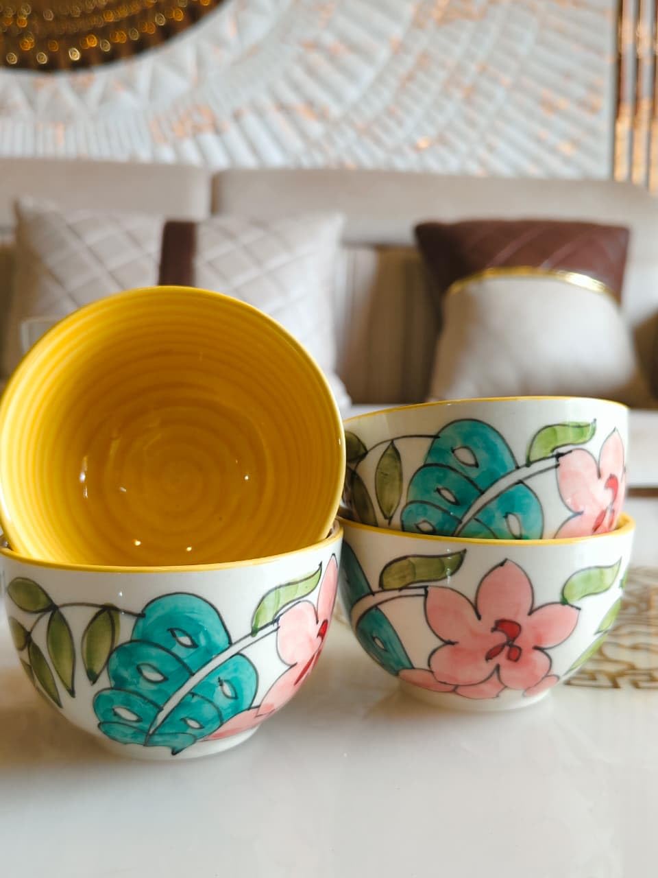 Niyara Floral & Leaf Design Multipurpose Bowls , Set of 4