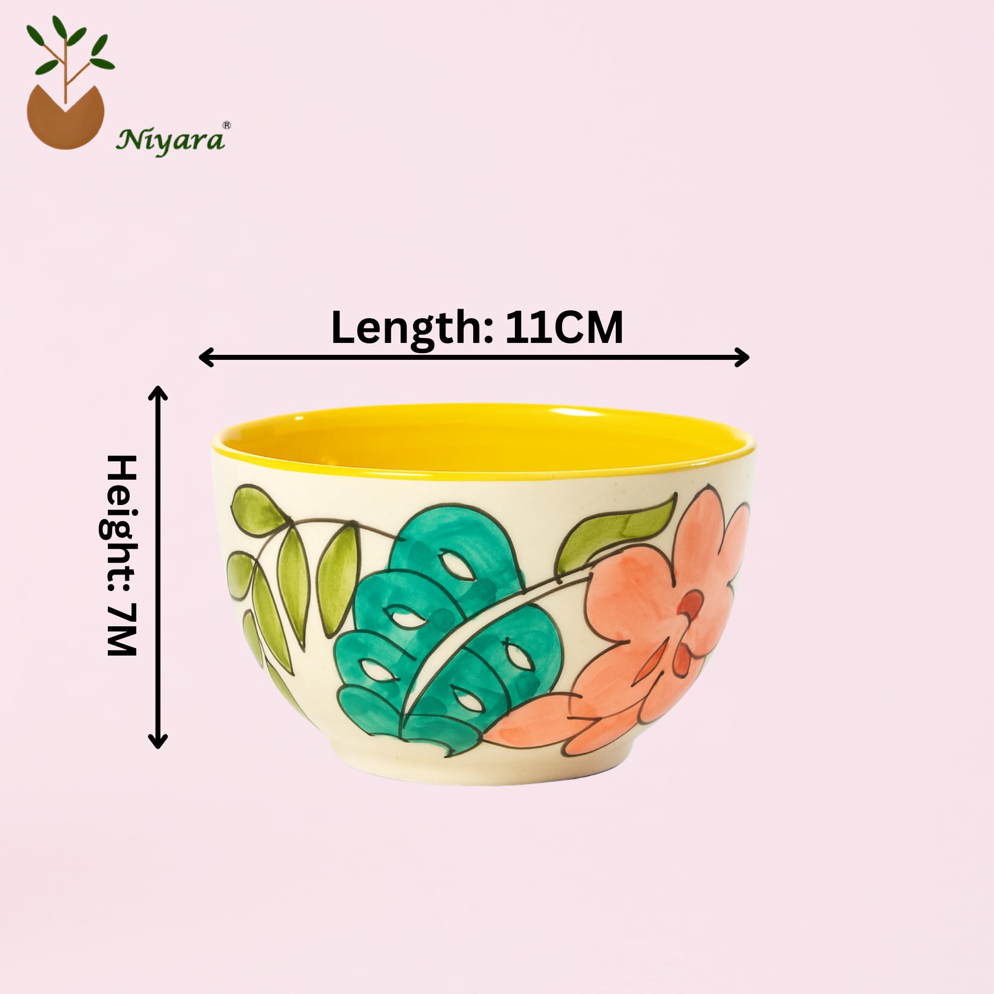 Niyara Floral & Leaf Design Multipurpose Bowls , Set of 4
