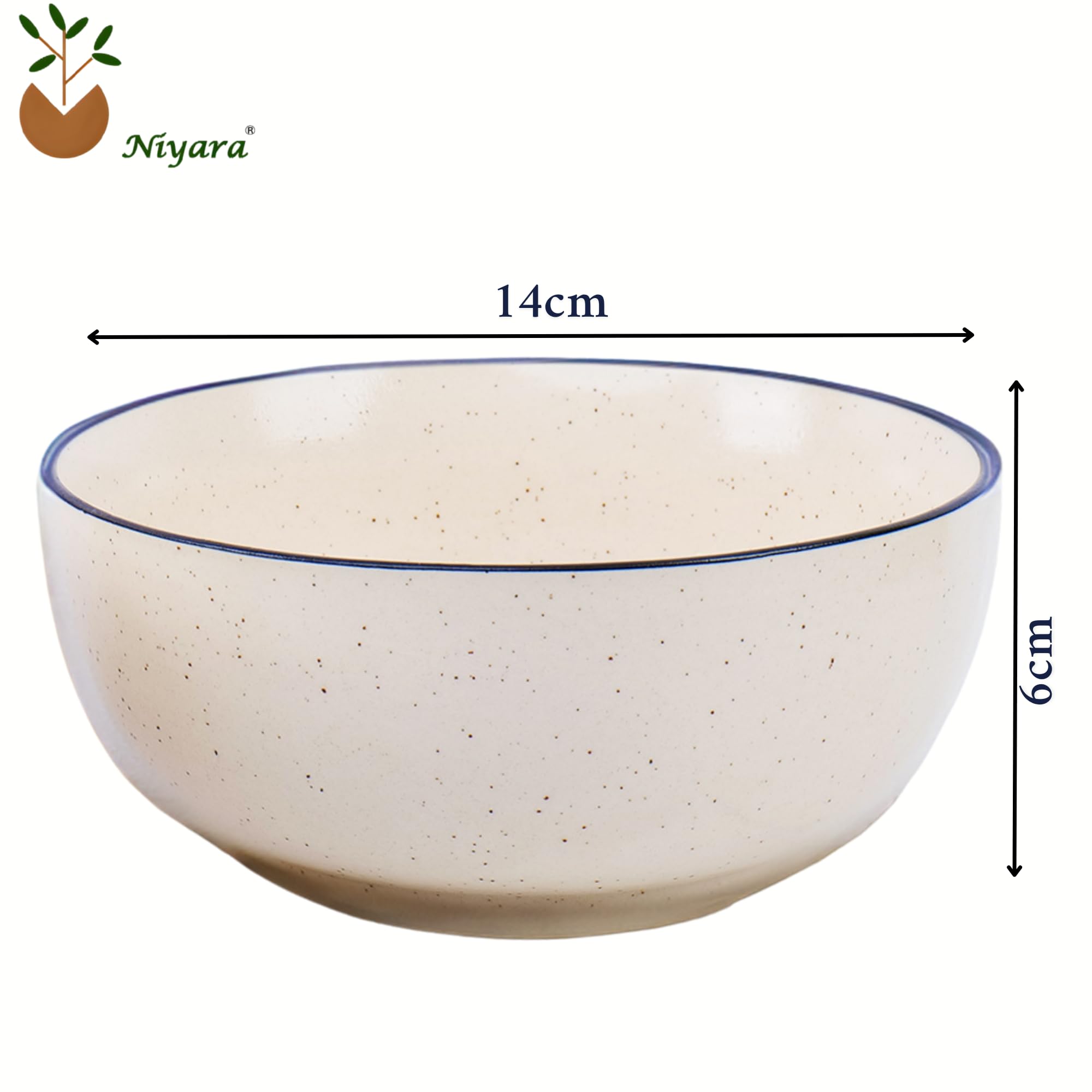White with black border Ceramic Bowls set of 2