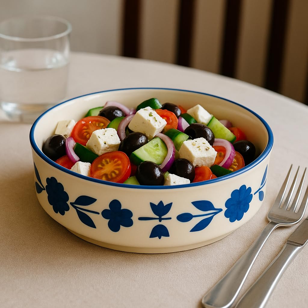 Blue flower design Ceramic Salad Bowl