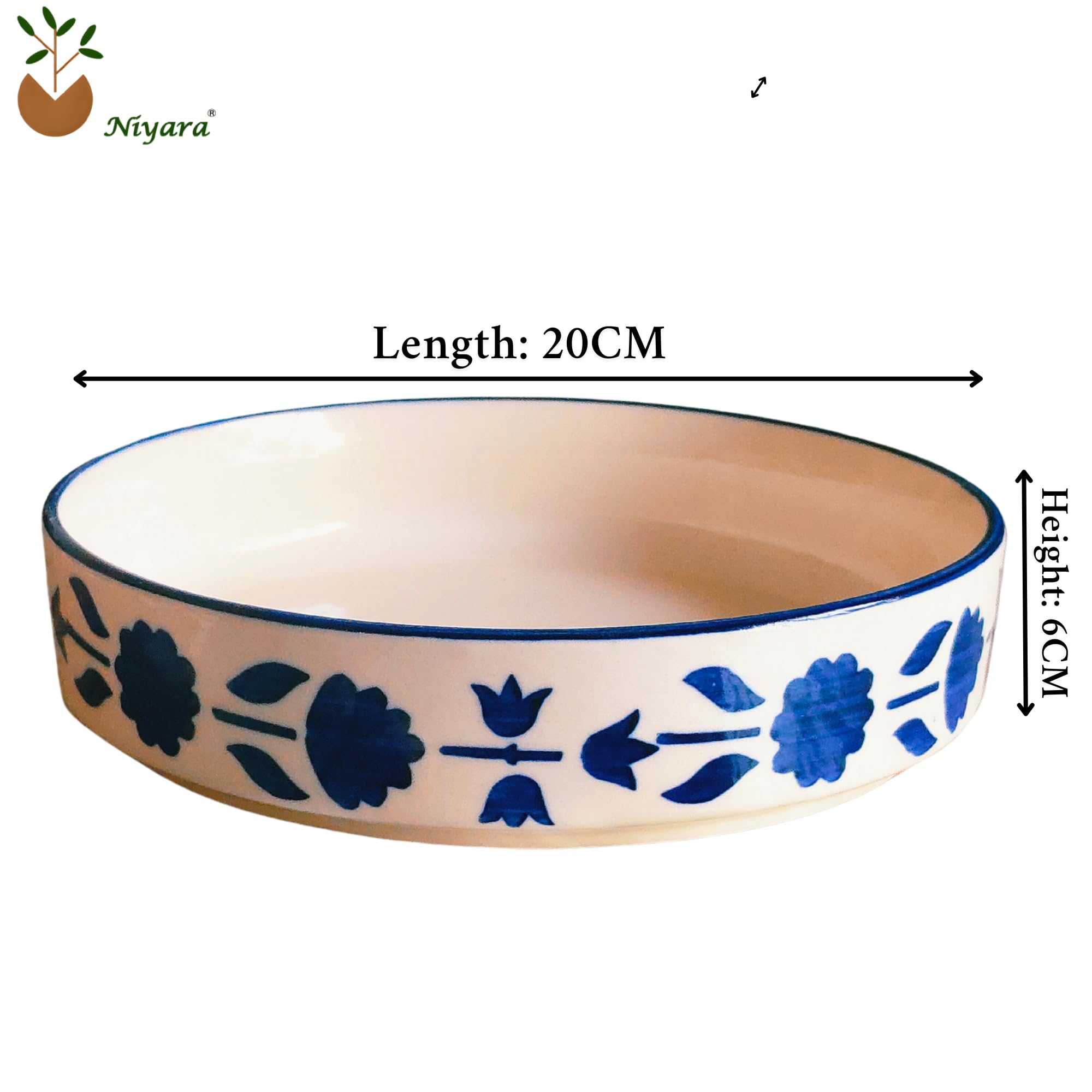 Blue flower design Ceramic Salad Bowl