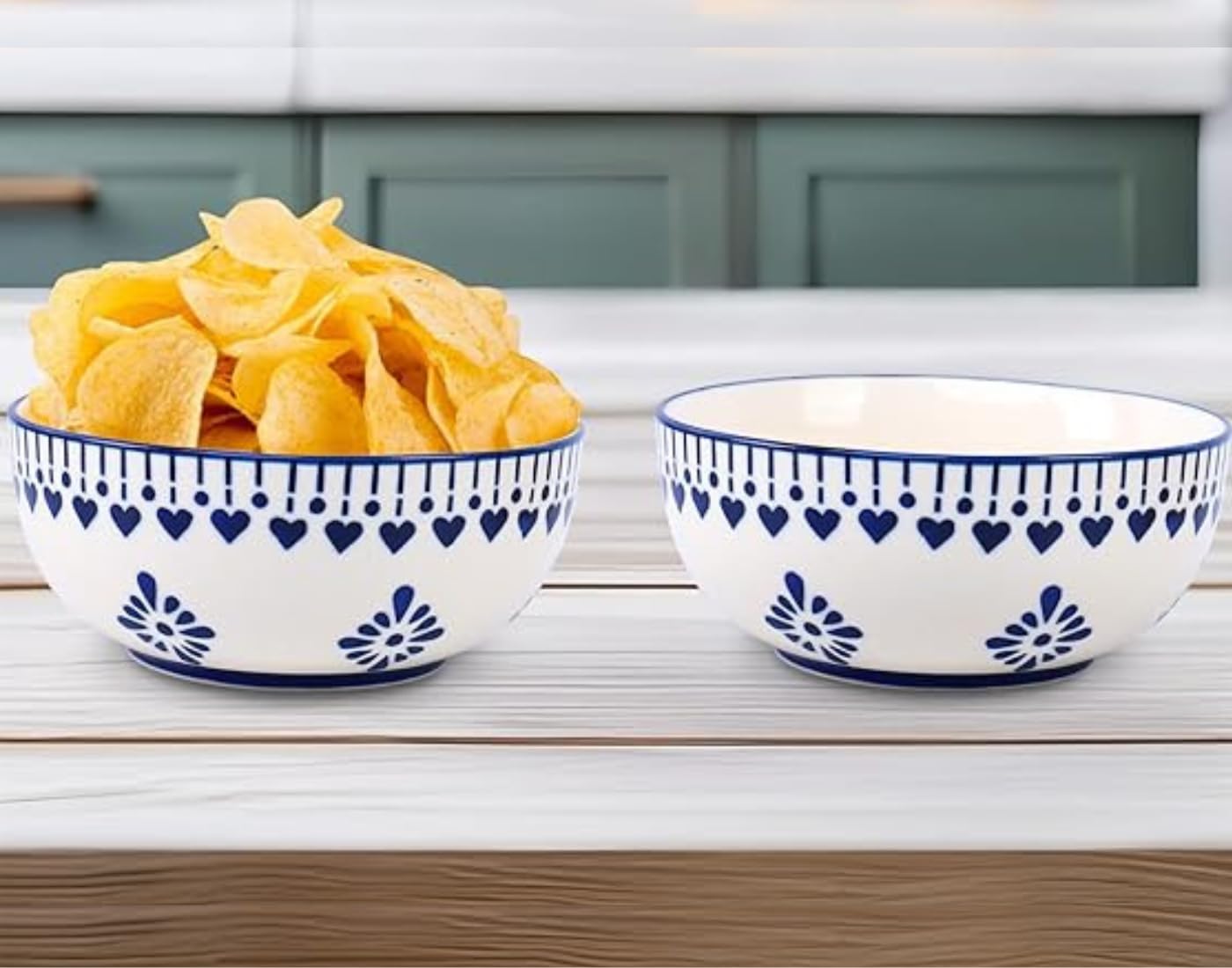 Handmade Ceramic Bowls Blue jhalar Design Set of 2