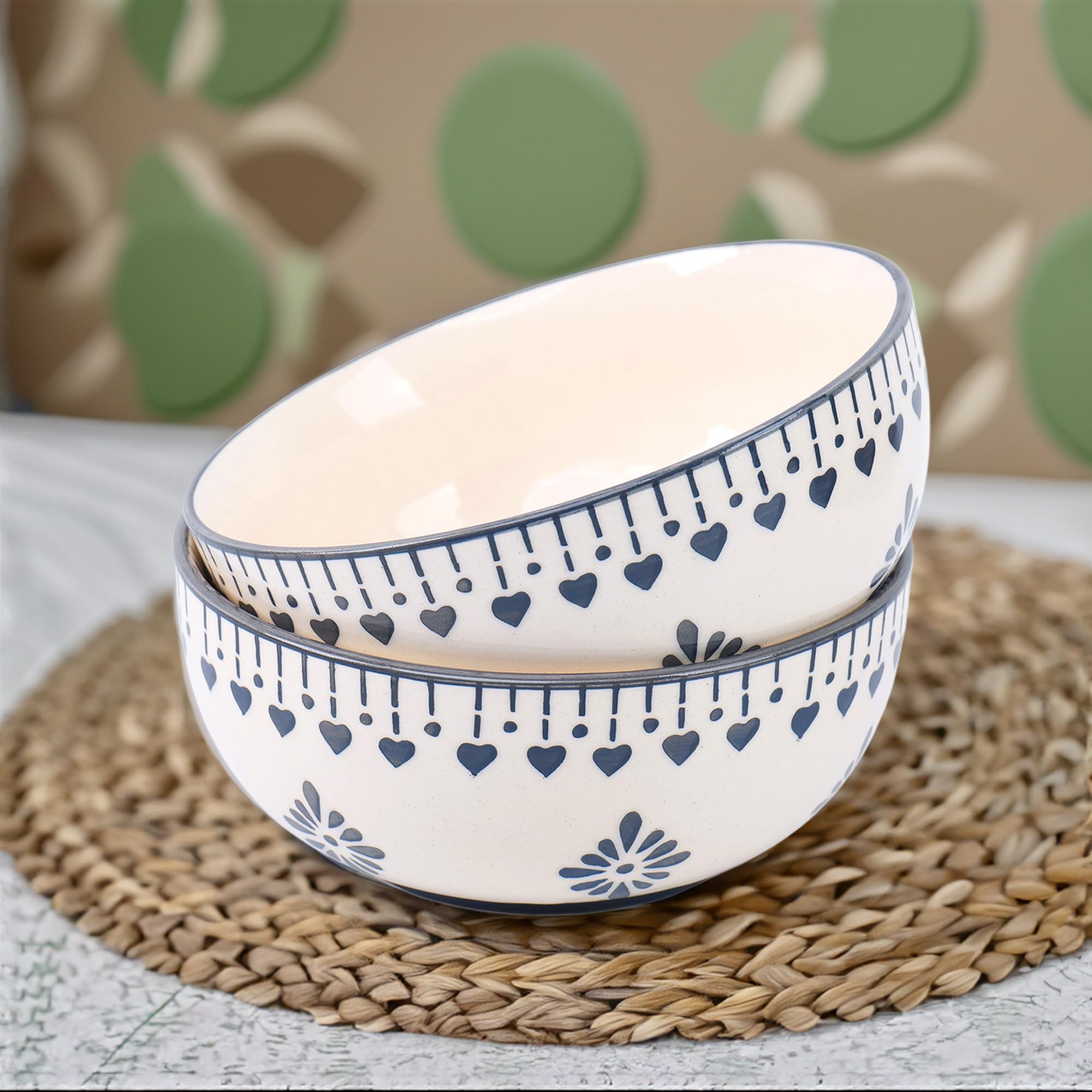 Handmade Ceramic Bowls Grey jhalar Set of 2