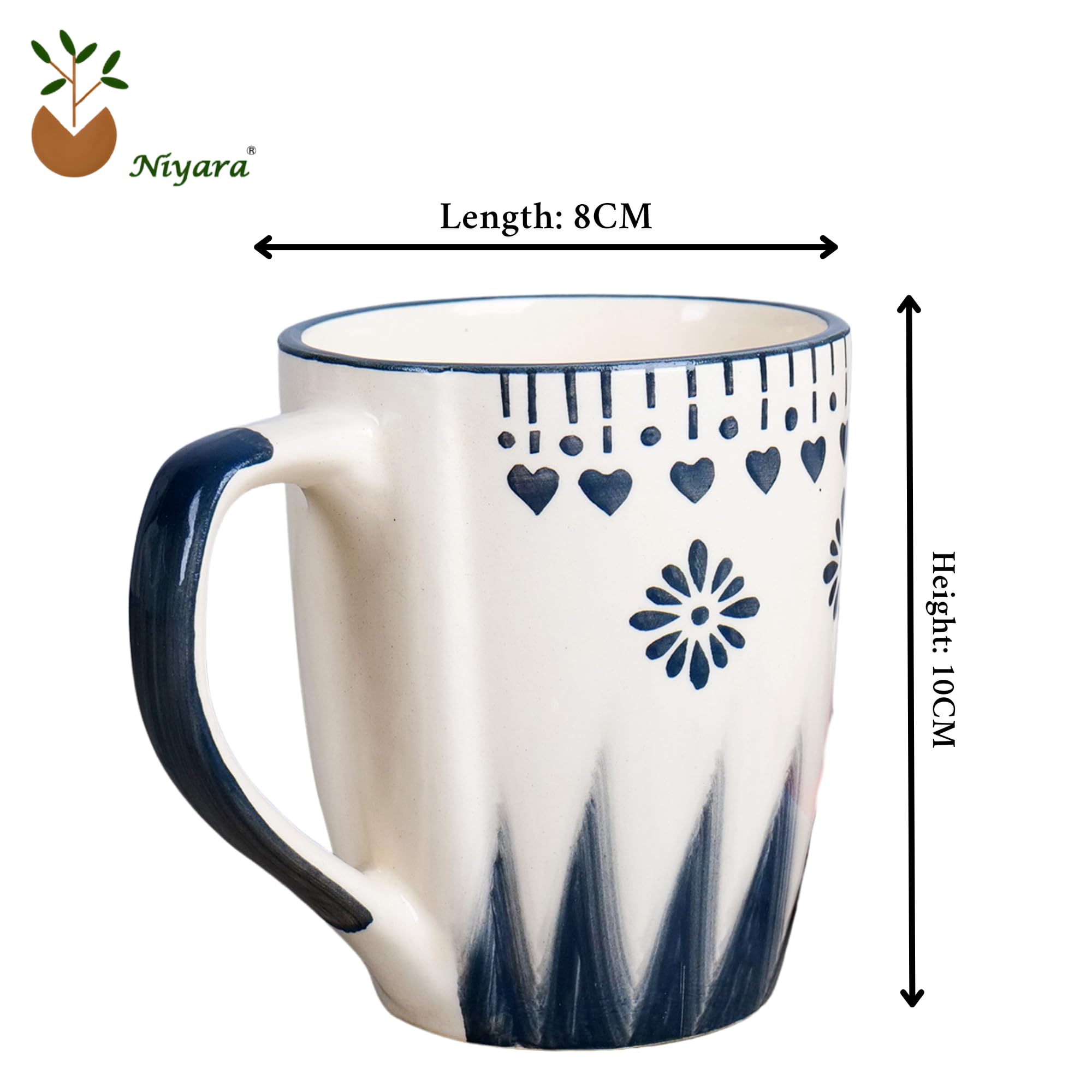 Grey Flower Mug Set Of 2