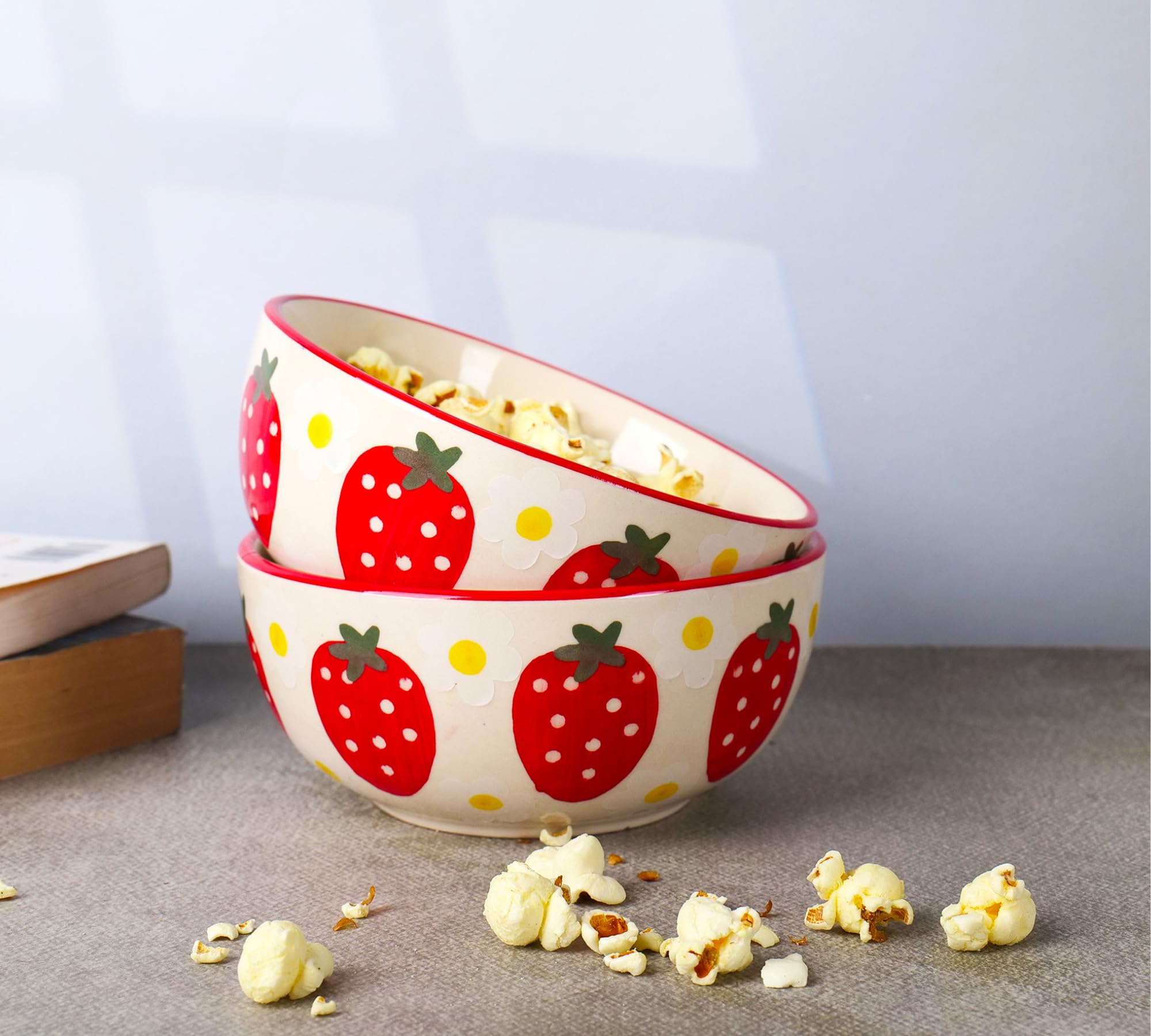 Strawberry printed bowls set of 2