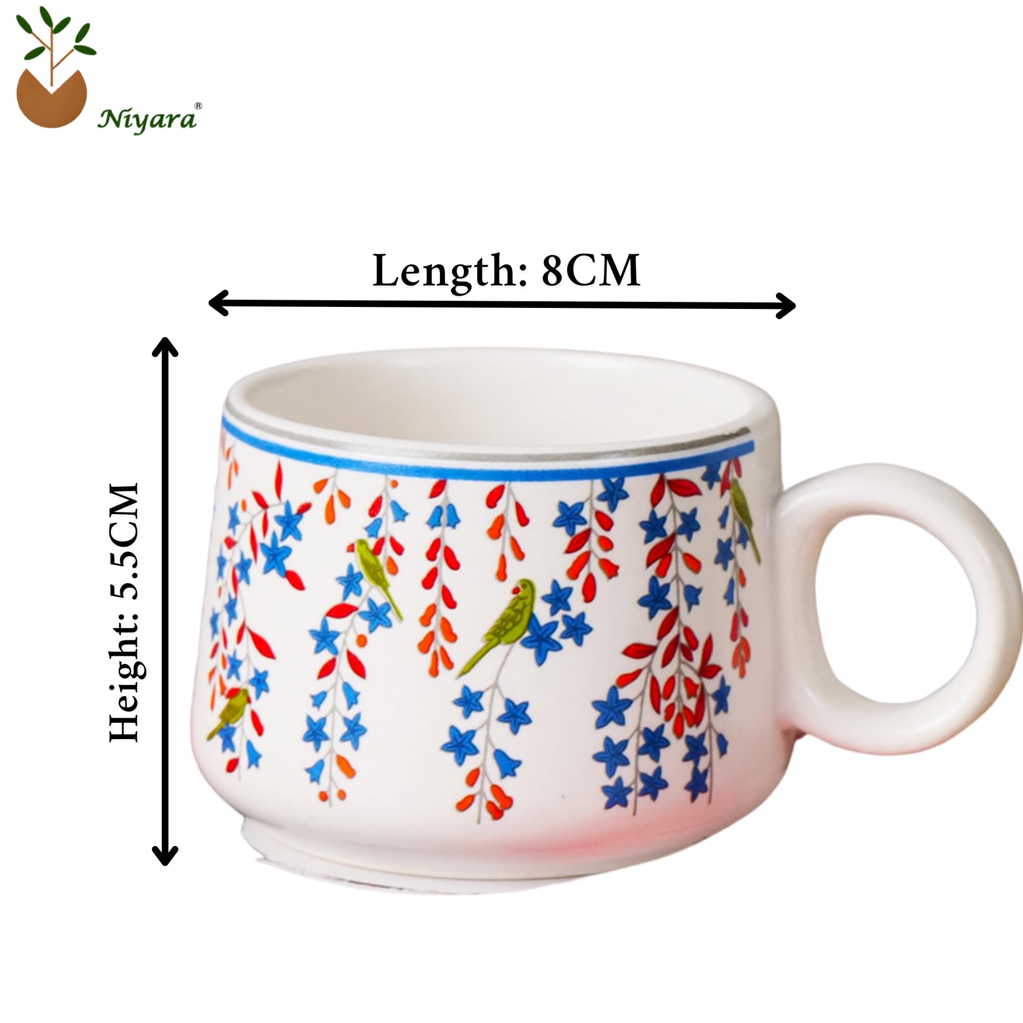 Bell printed cup set of 6