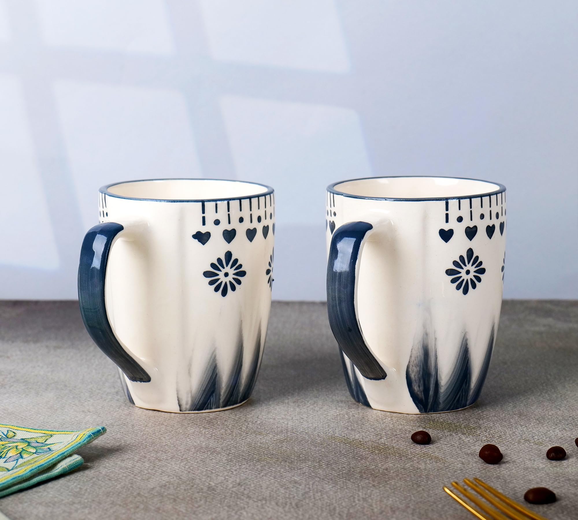 Grey Flower Mug Set Of 2