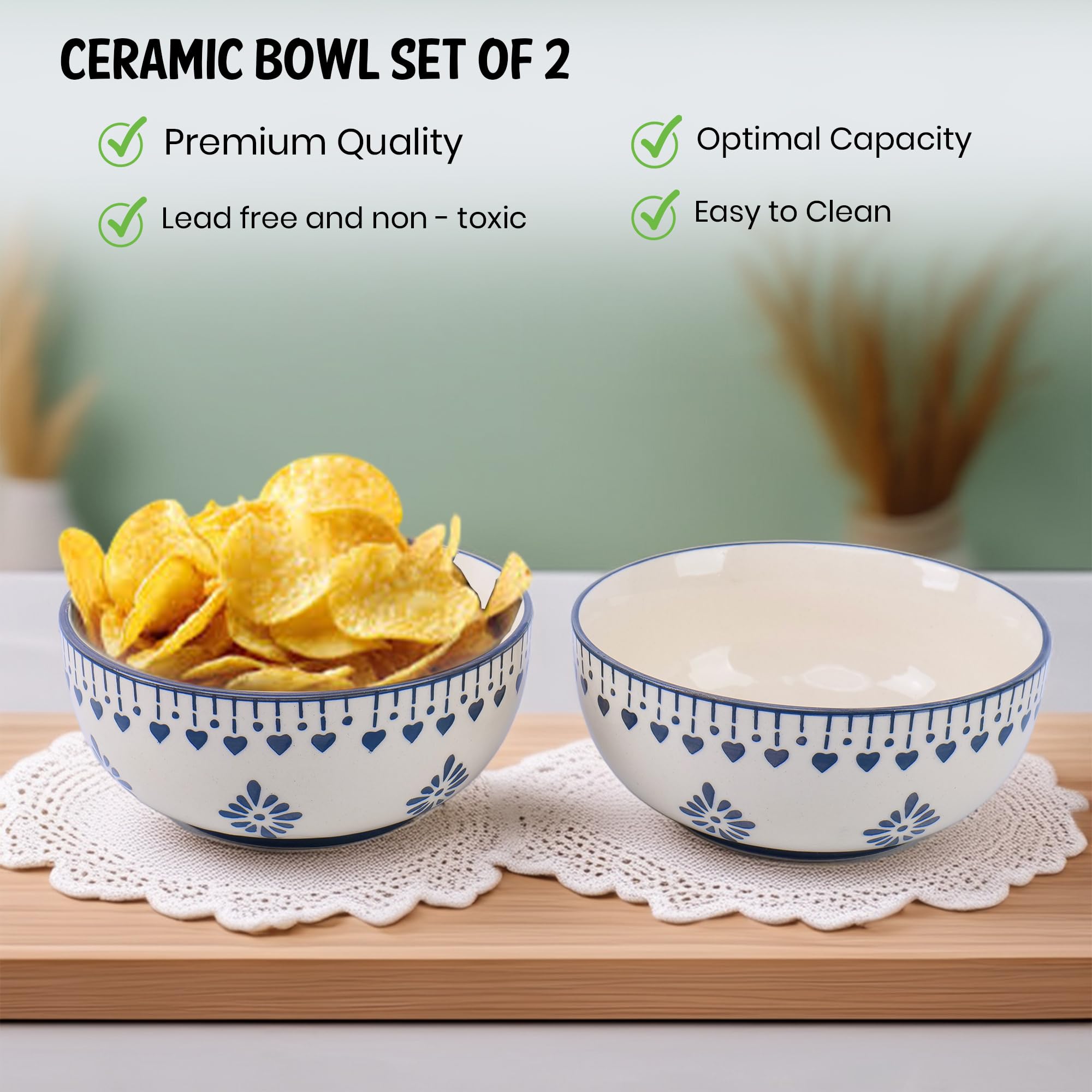 Handmade Ceramic Bowls Grey jhalar Set of 2