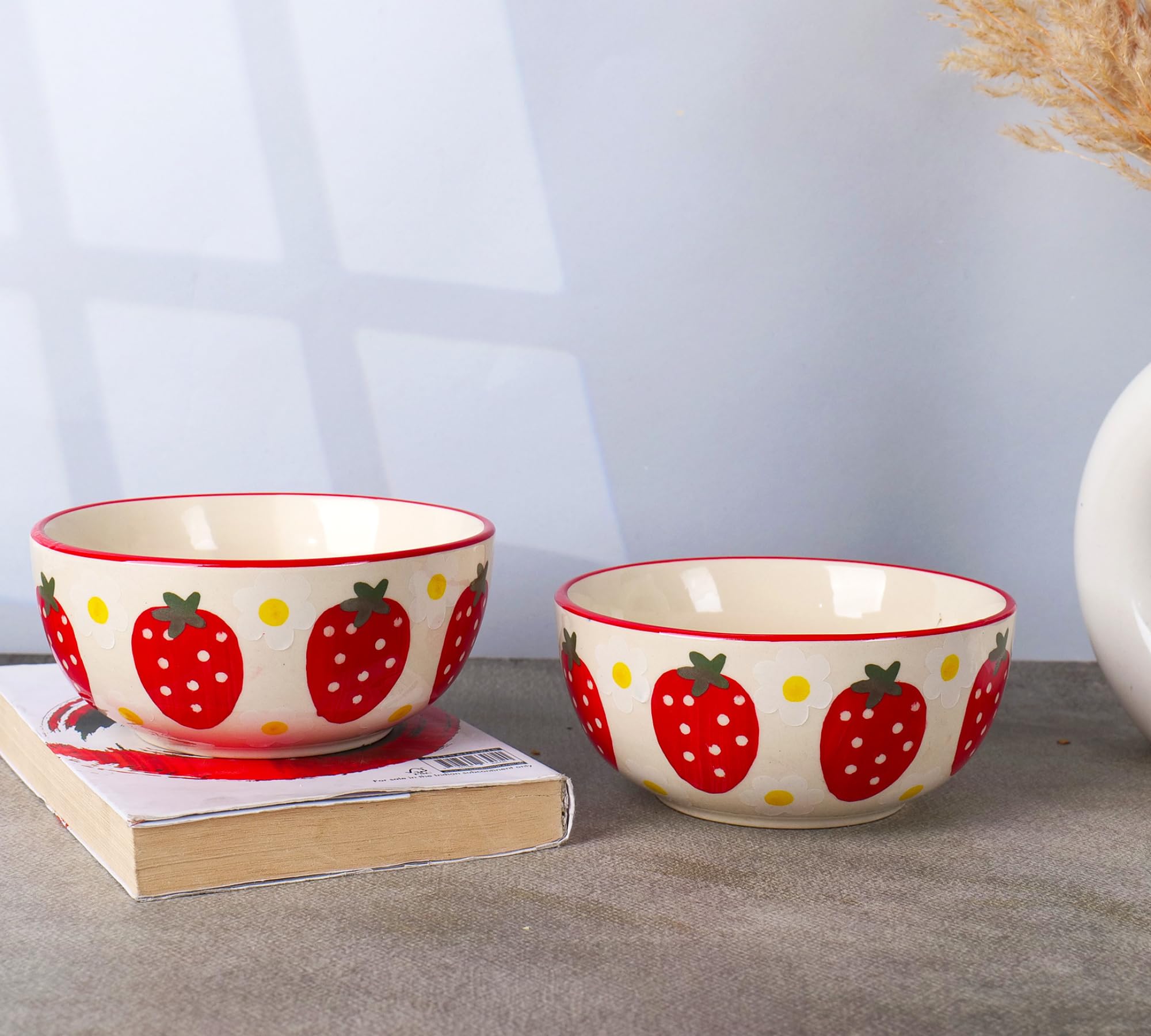 Strawberry printed bowls set of 2