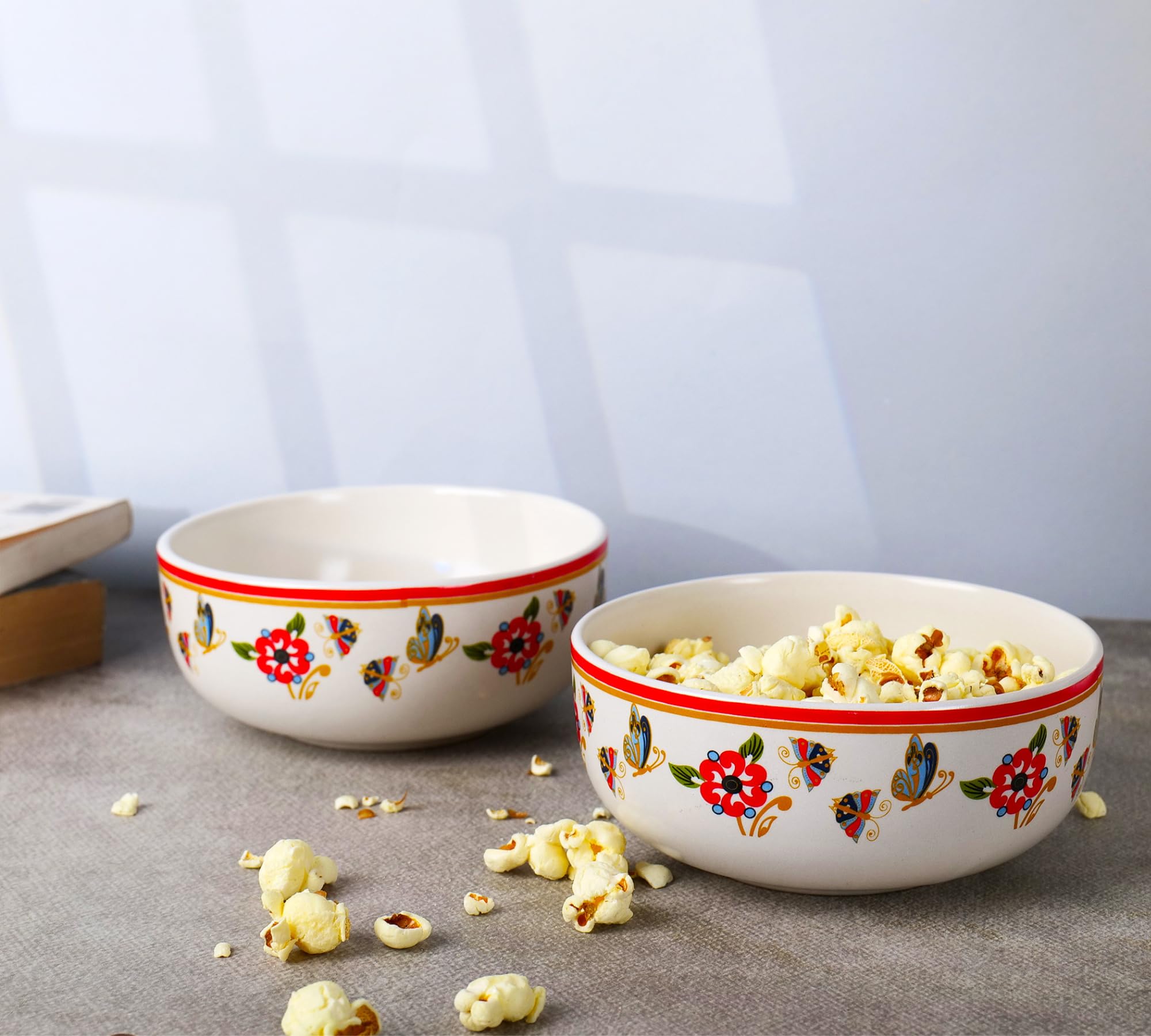 Red Butterfly printed ceramic bowls