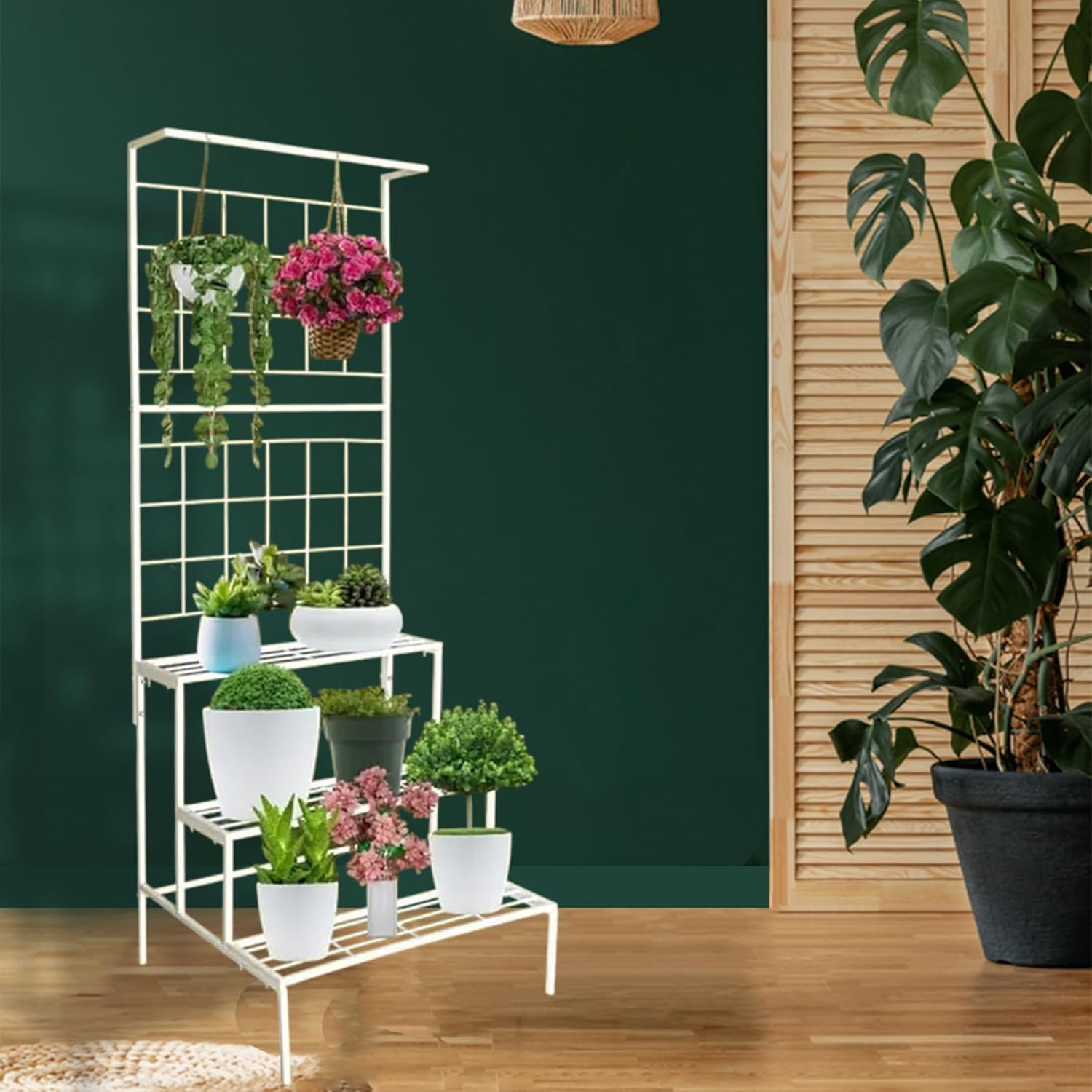 4 Tier White Metal Planter Stand