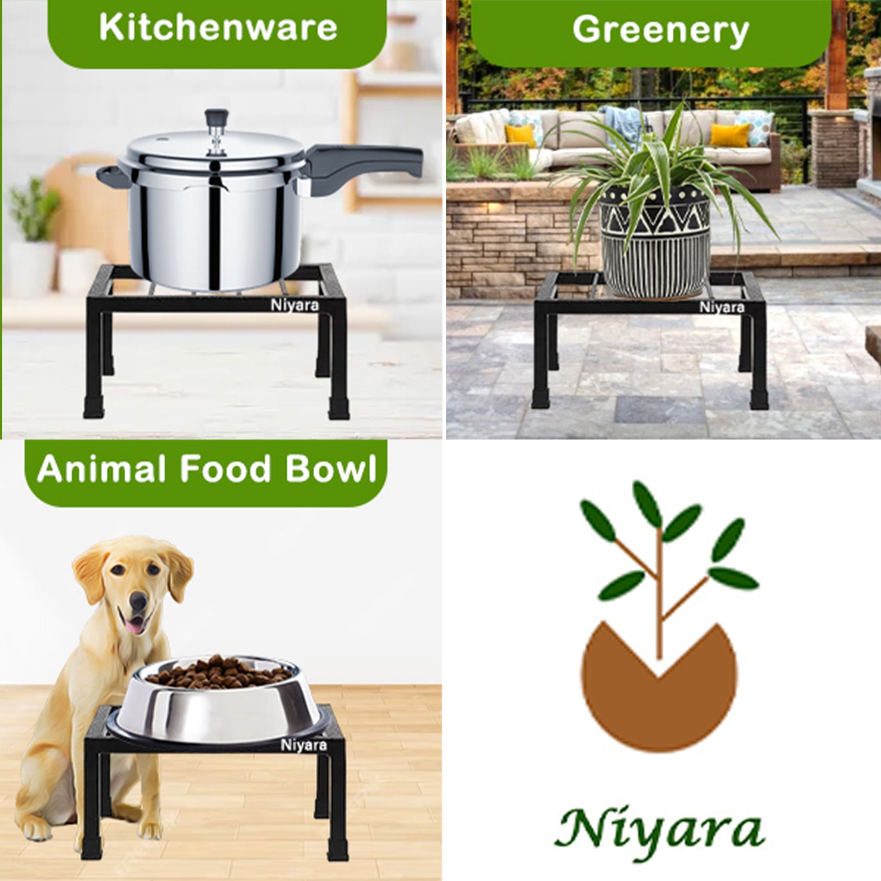 Metal Stand Square Shape Set of 4 Size- 10 inch