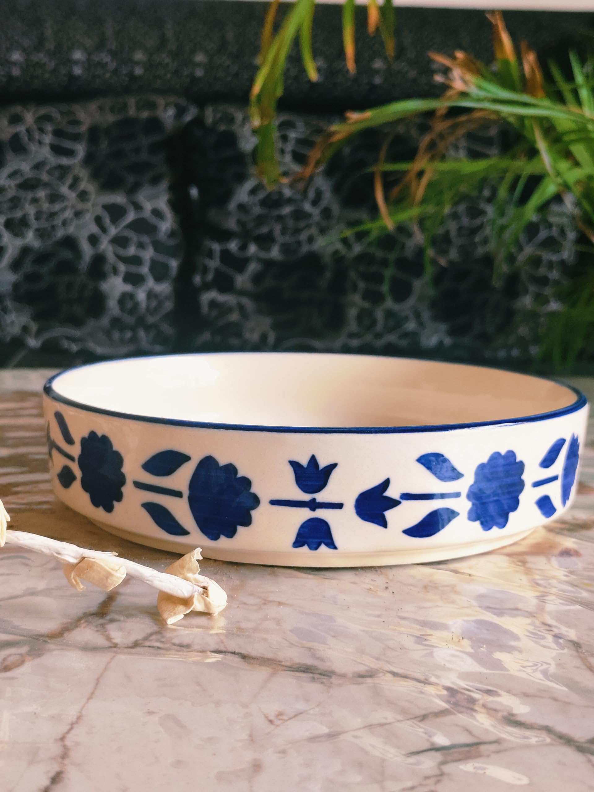 Blue flower design Ceramic Salad Bowl