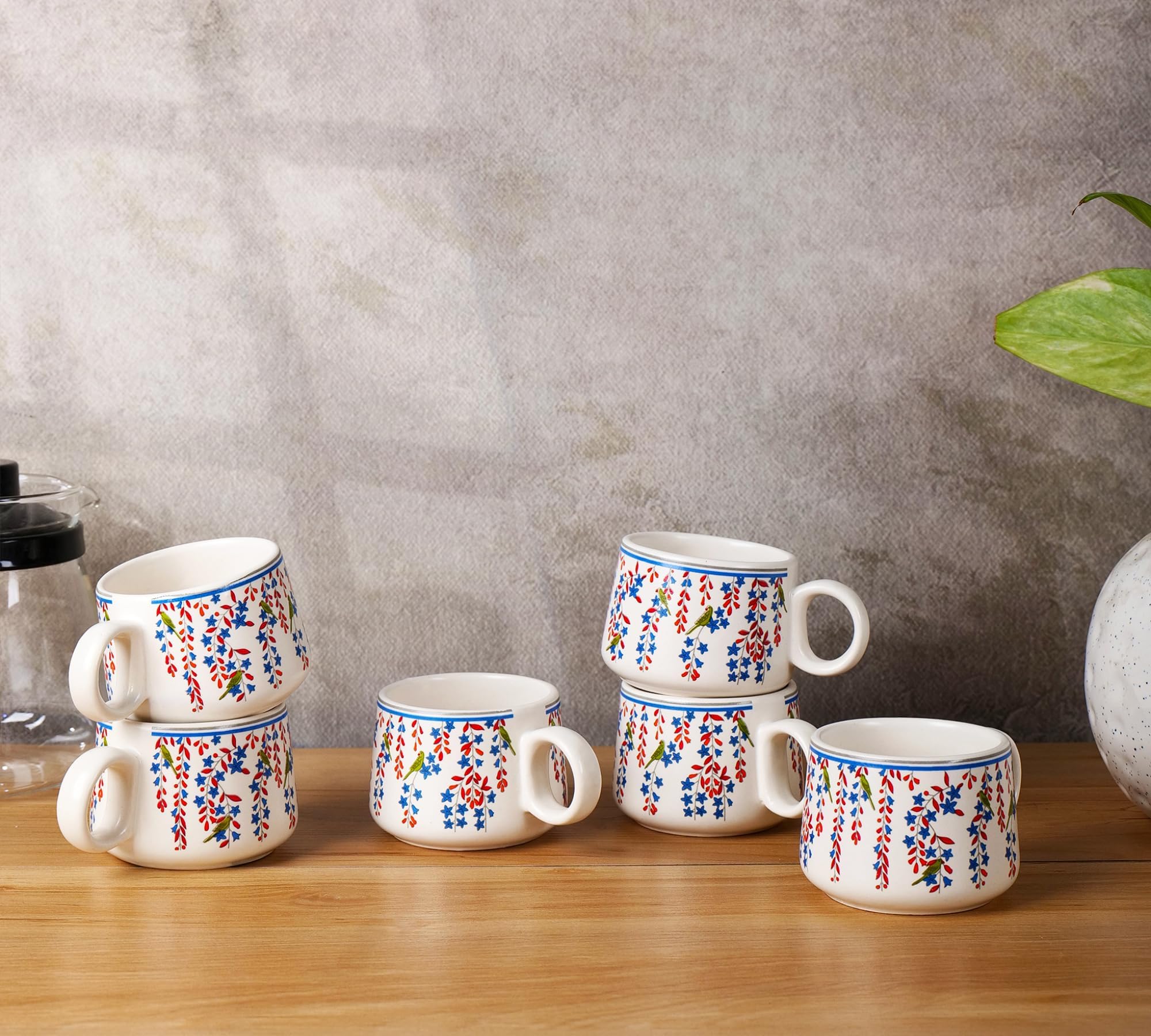 Bell printed cup set of 6