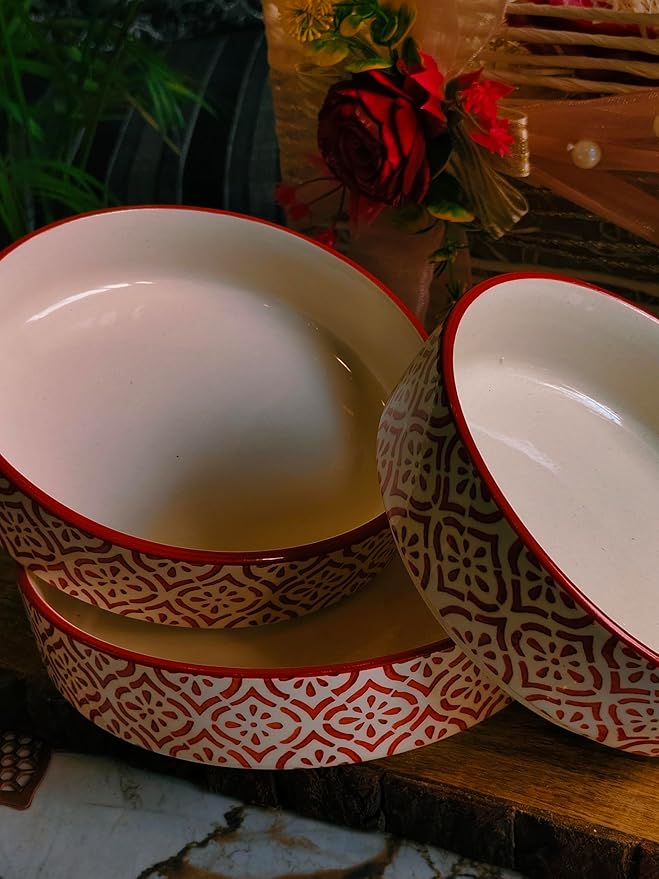 Red Design Bowls Set of 3