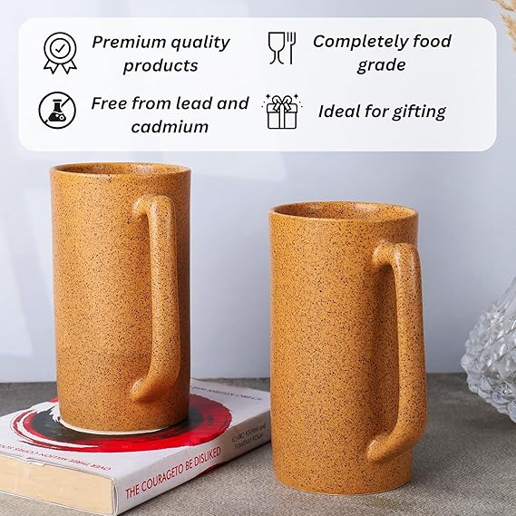 Light brown beer mug set of 2