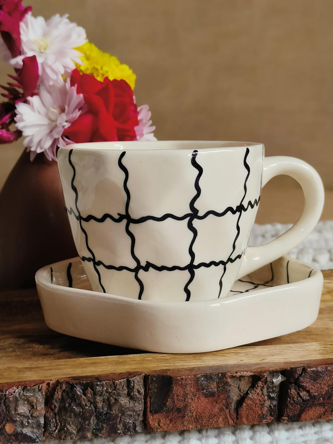 Striped cup with saucer