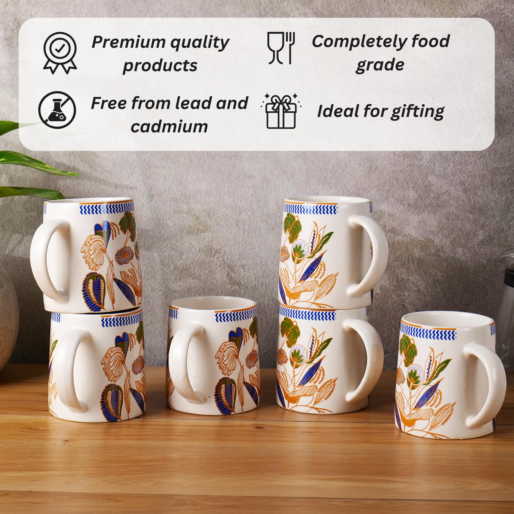 Forest bloom coffee mugs set of 6