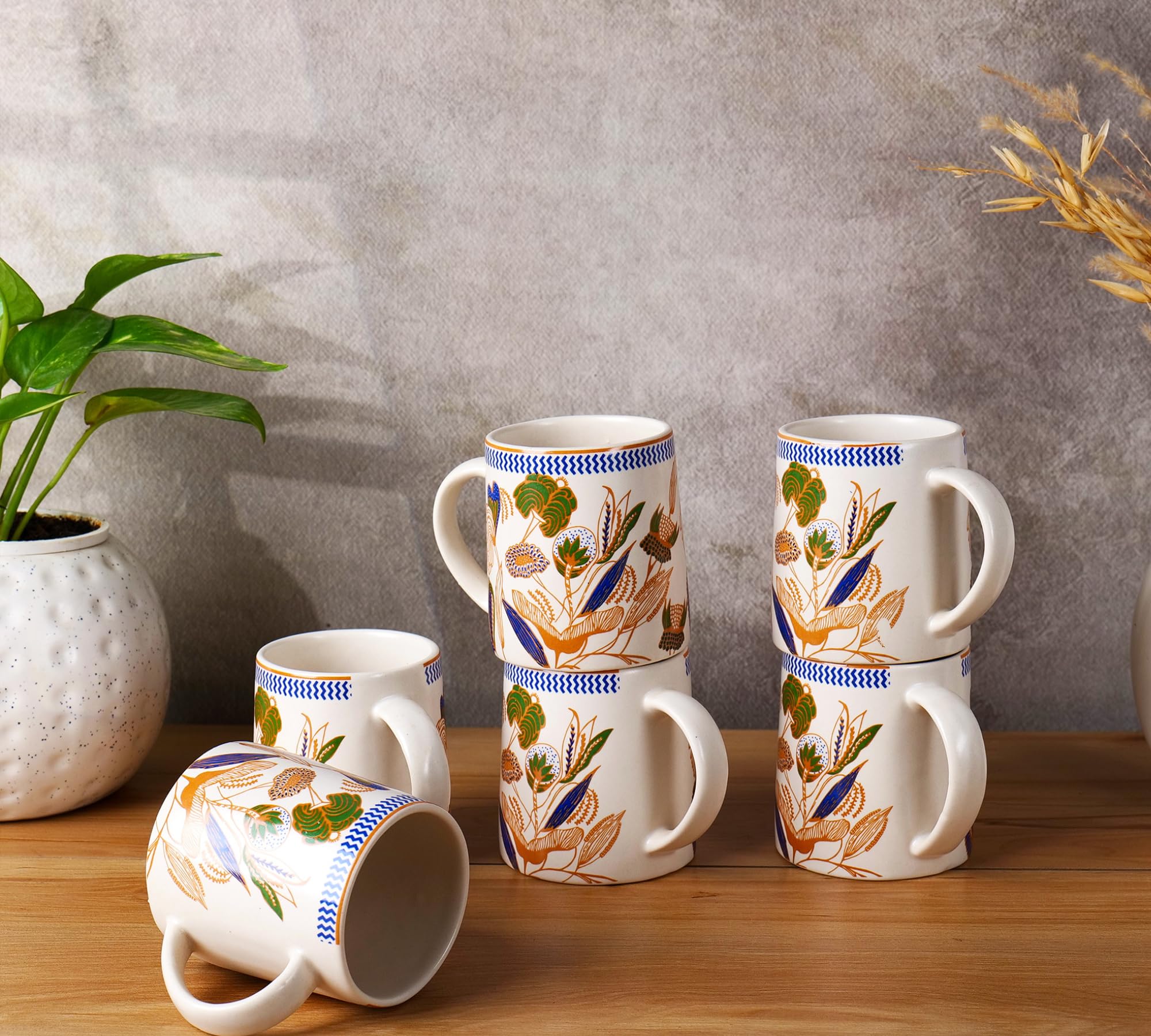 Forest bloom coffee mugs set of 6