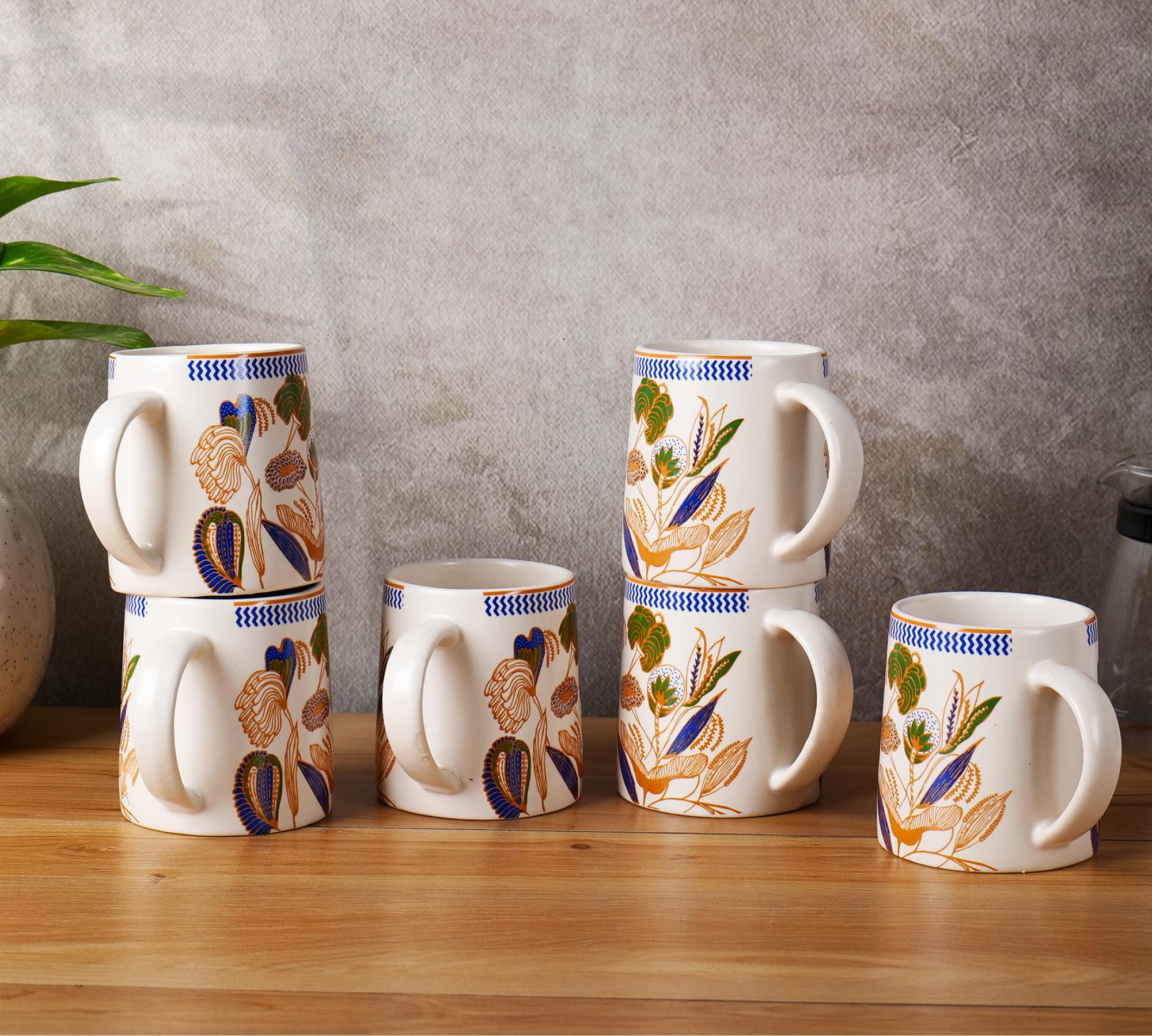 Forest bloom coffee mugs set of 6