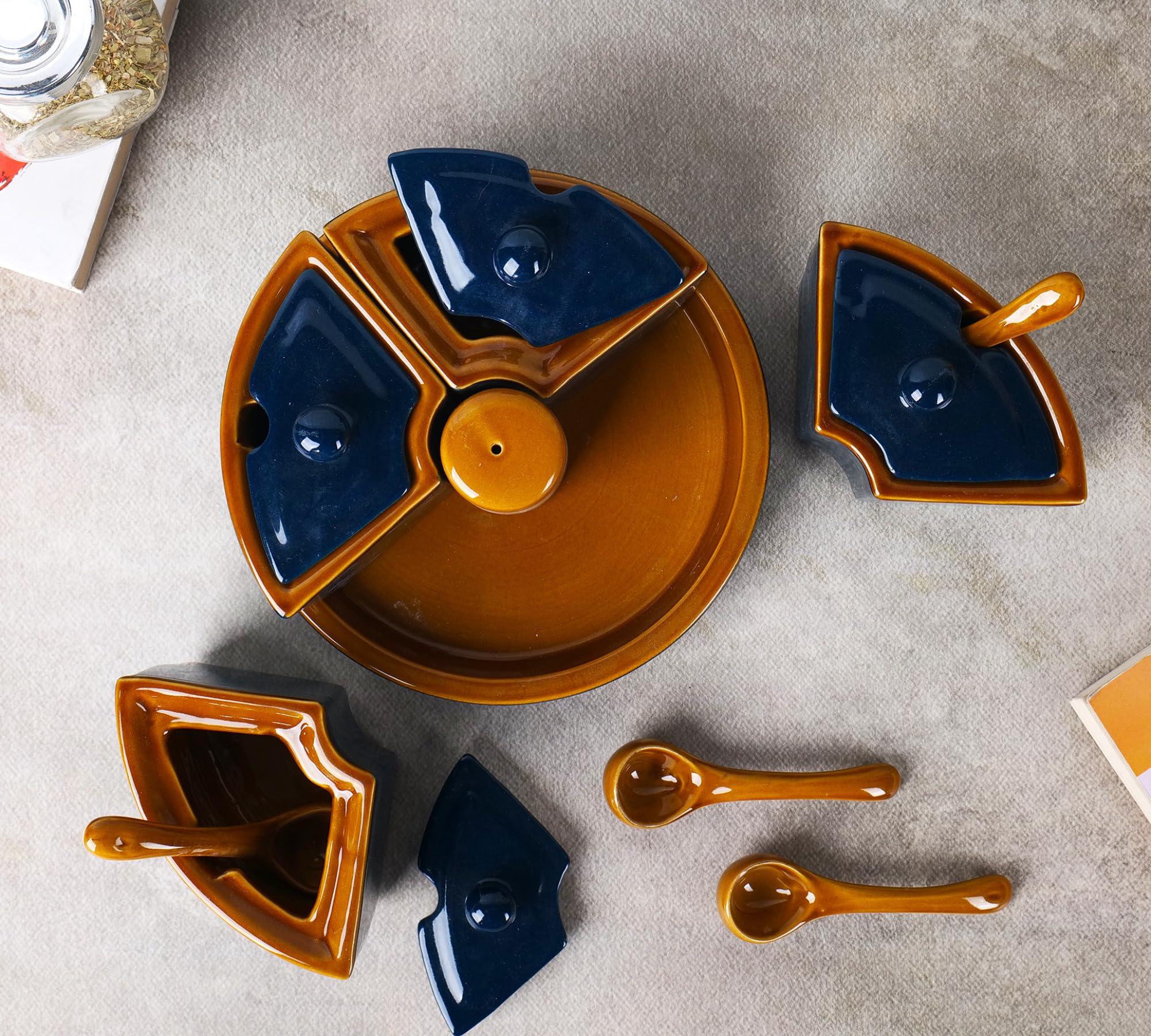 Blue with golden border 5 piece pickle
