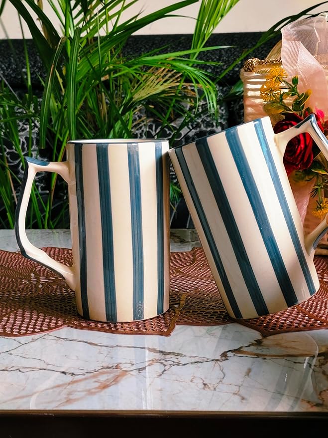 Grey Strip Beer Mug set of 2