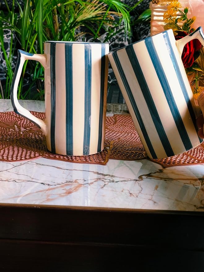 Grey Strip Beer Mug set of 2