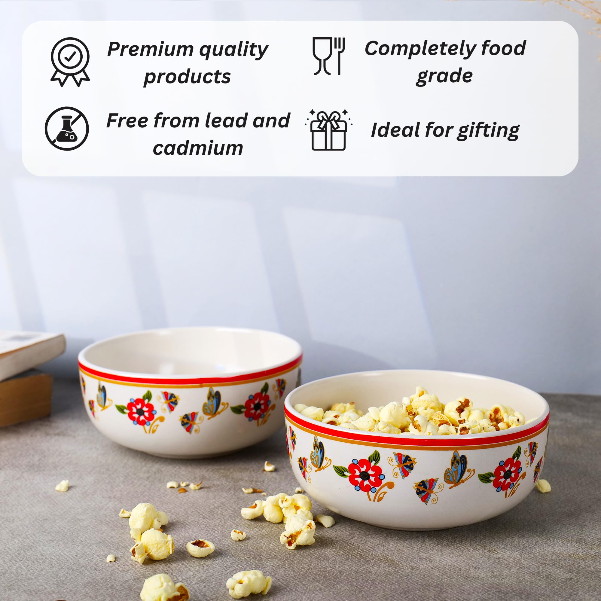 Red Butterfly printed ceramic bowls