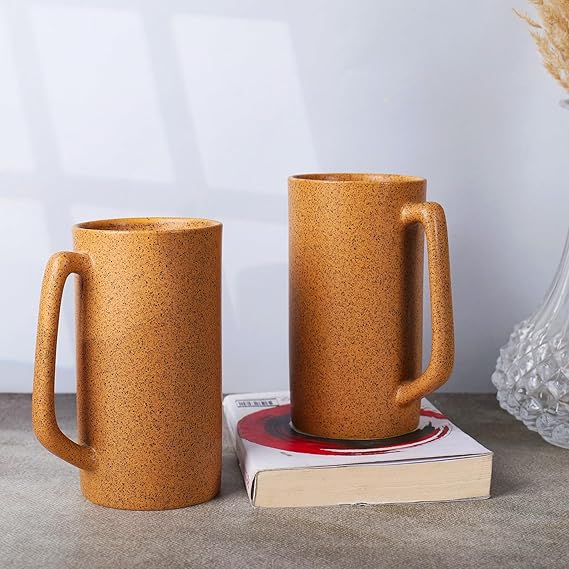 Light brown beer mug set of 2