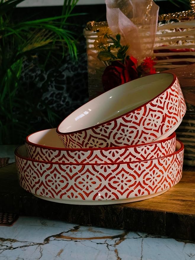 Red Design Bowls Set of 3