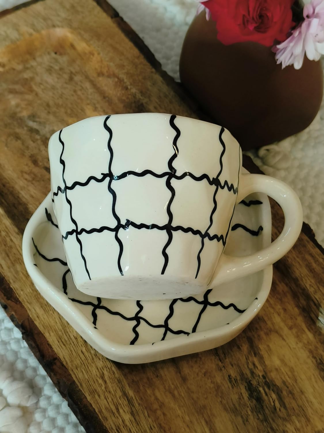 Striped cup with saucer