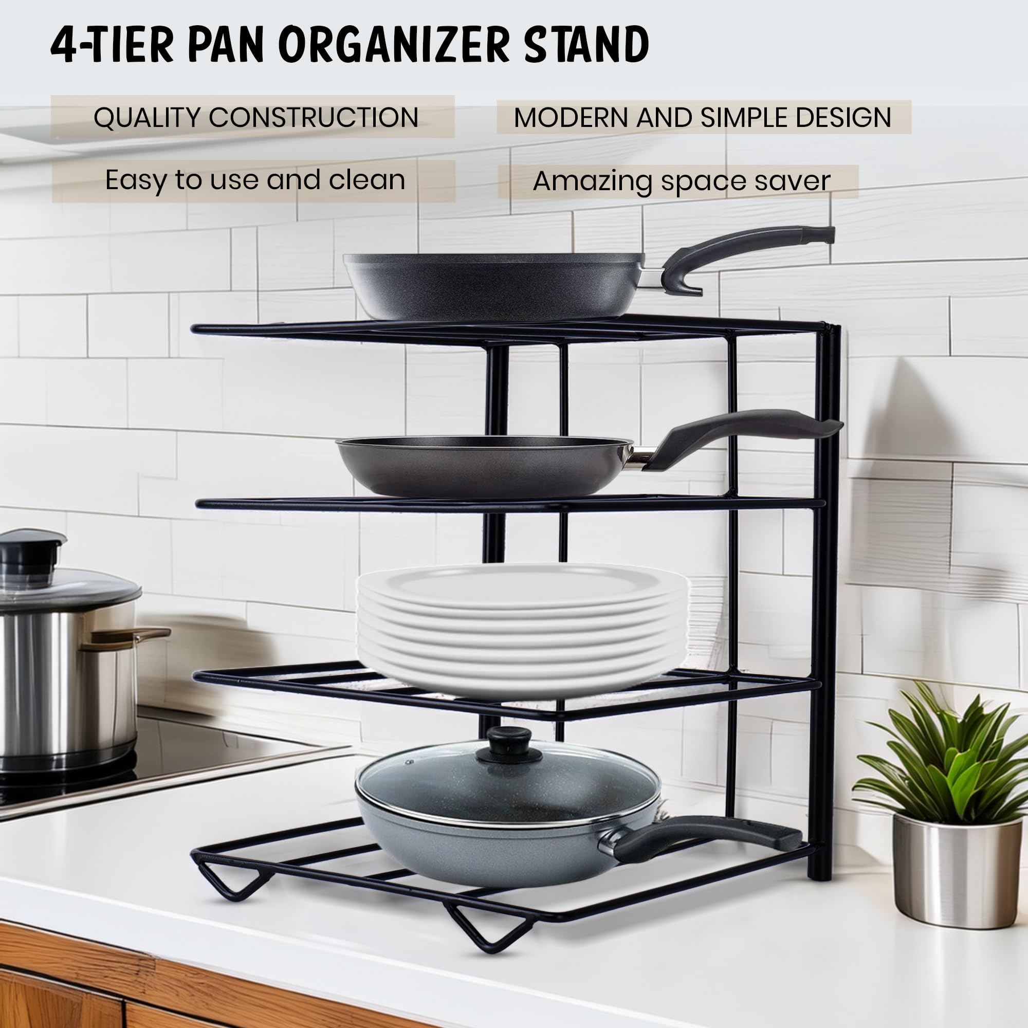 Metal Tawa Stand Heavy Duty Pan Organizer Rack