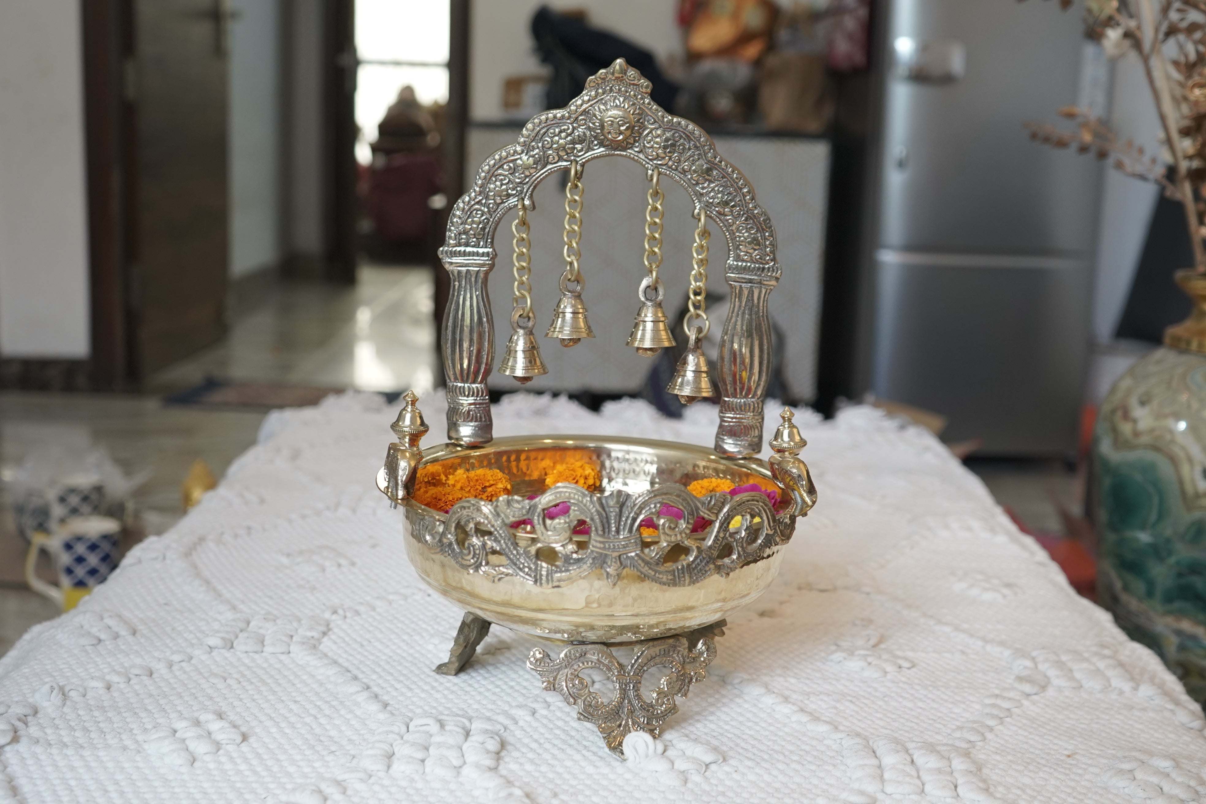 Designer Brass Urli with Bell