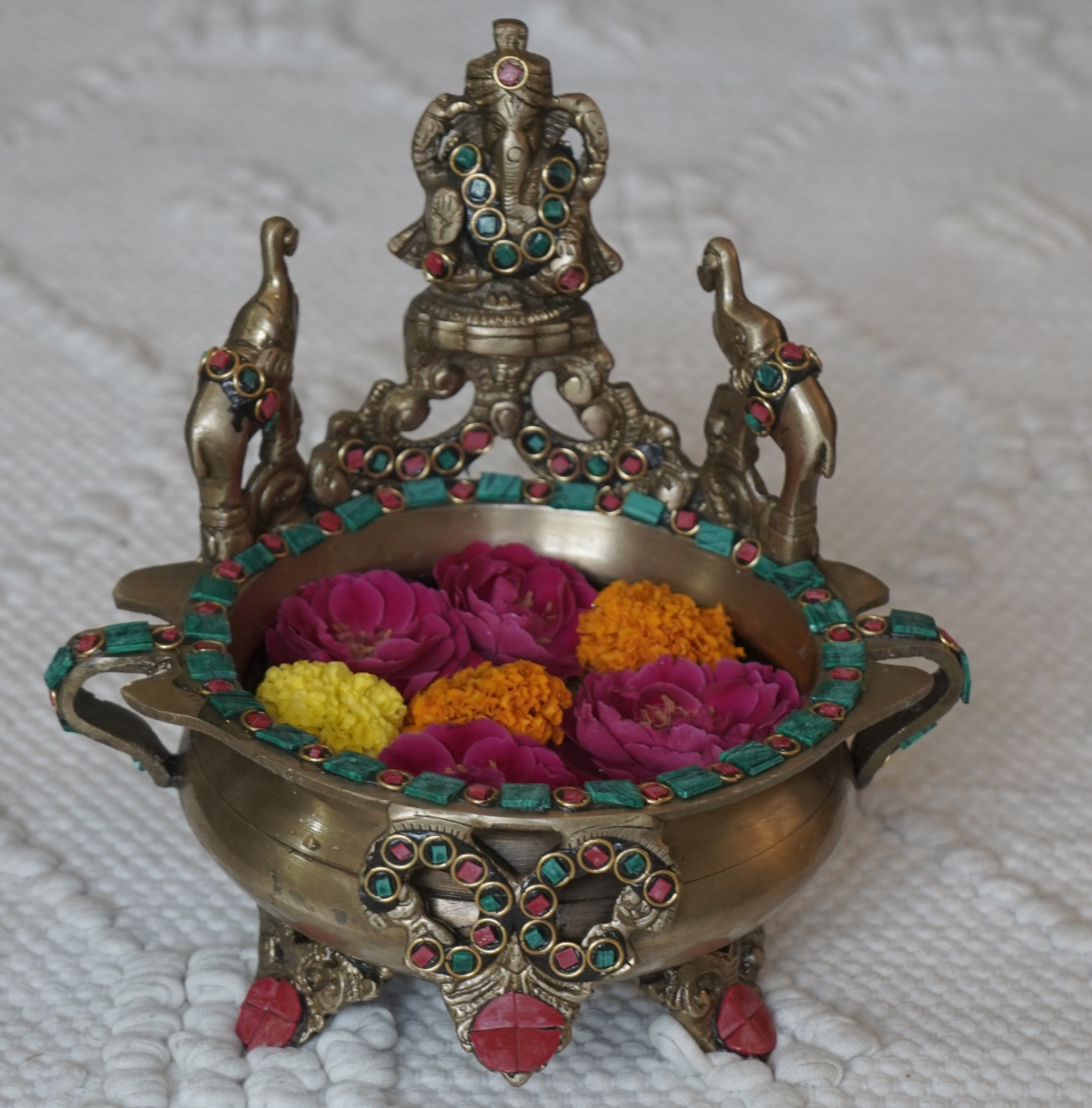 Ganesha Design Brass Urli