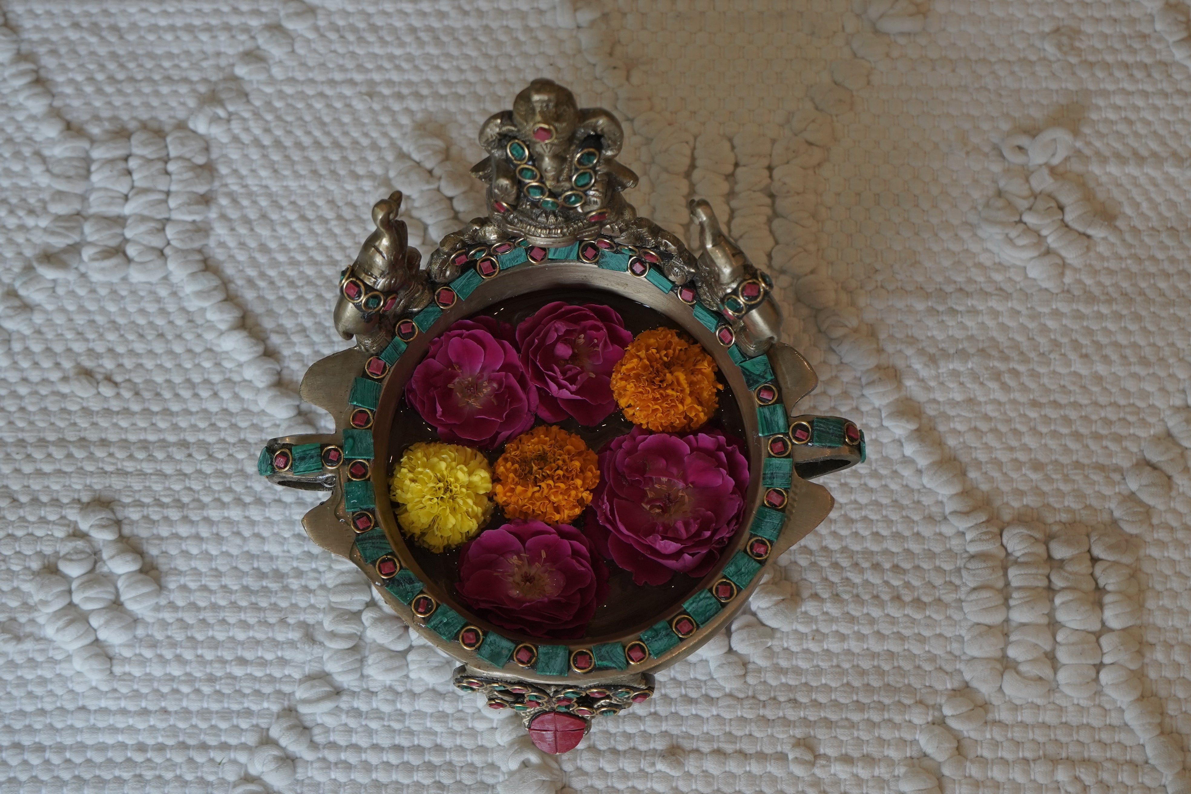 Ganesha Design Brass Urli