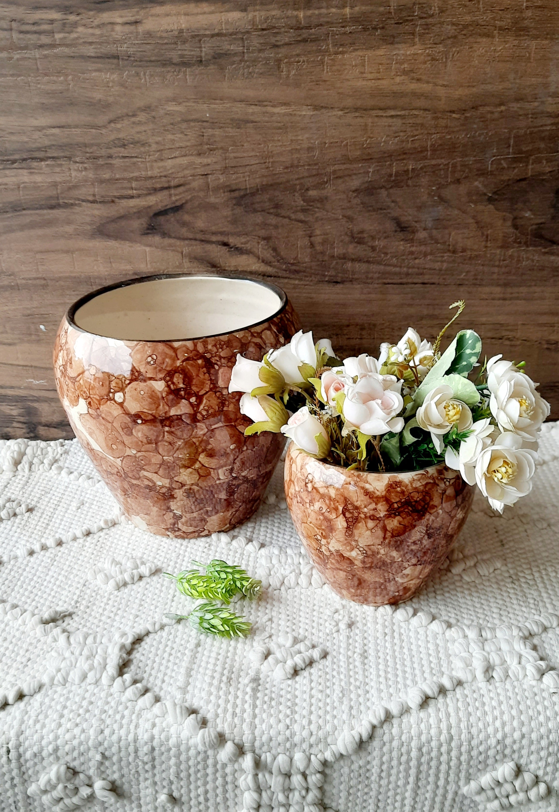 Glossy Brown Combo Pot