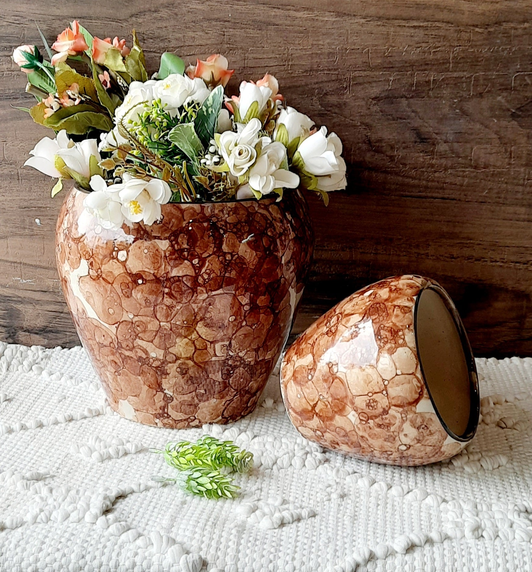 Glossy Brown Combo Pot